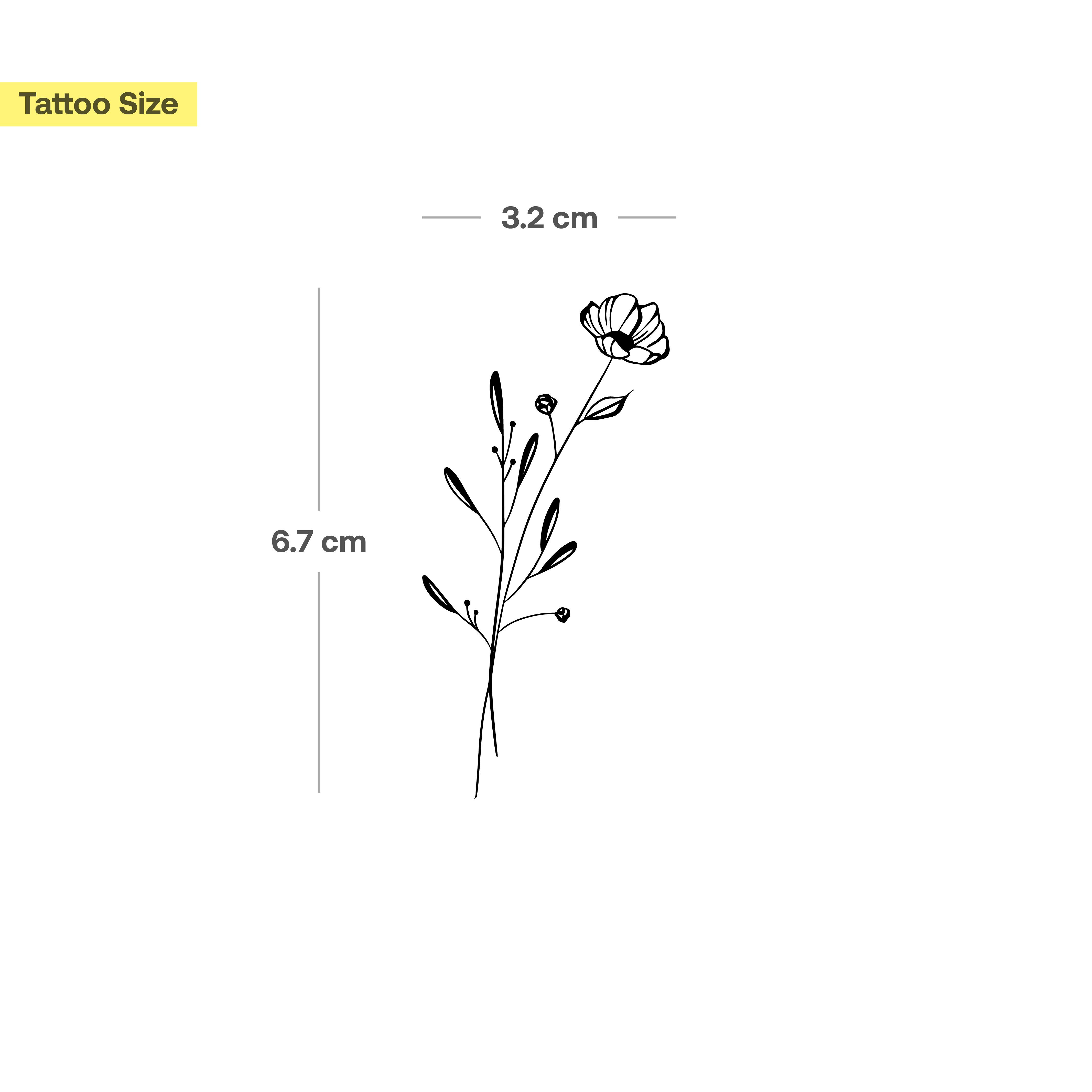 Inkster Schmuck-Tattoo Dezente Mohnblume Tattoo, wasserfestes temporäres Tattoo, 2 Wochen Halt