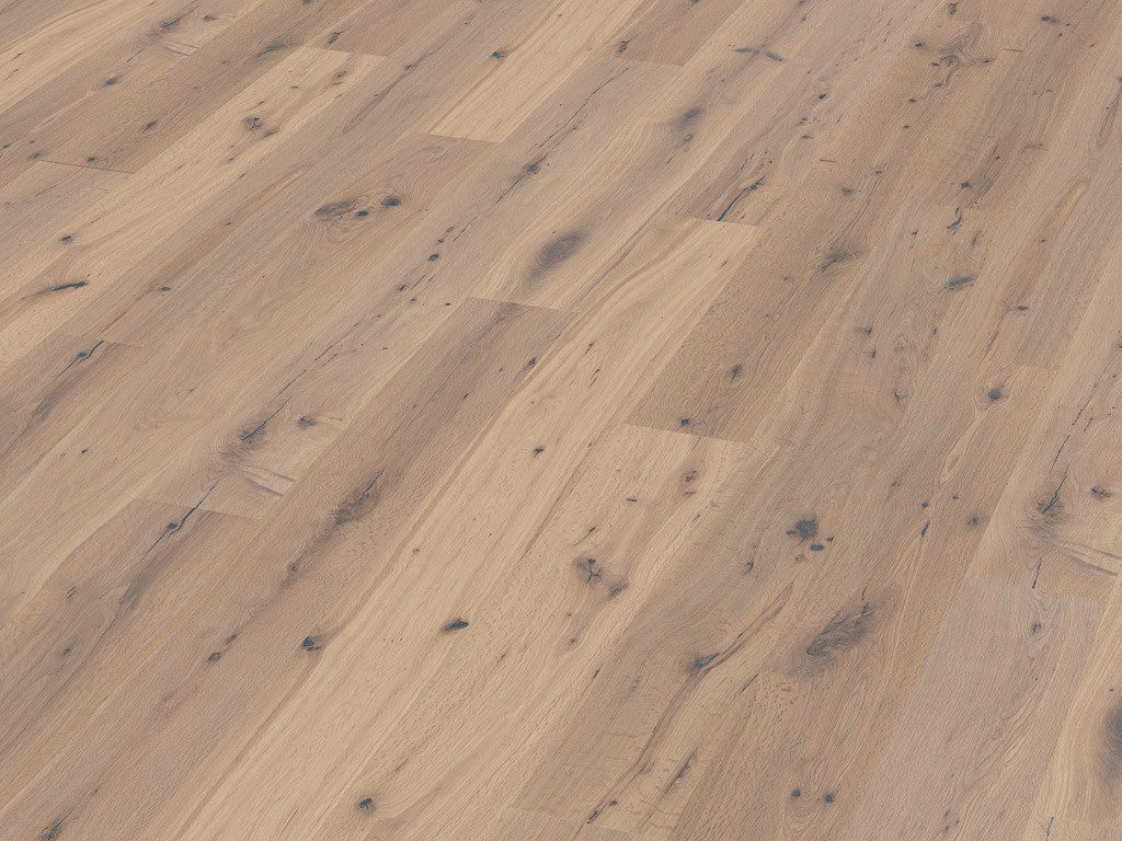 Timefloor Parkett Parkett Eiche markant weiß geölt Landhausdiele gebürstet, 8 St.