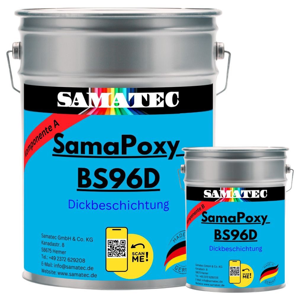 Samatec Harzfarbe Bodenbeschichtung BS96d Dickbeschichtung Bodenfarbe Garagenfarbe, hochbelastbar, weichmacherbeständig, rissüberbrückend, glänzend