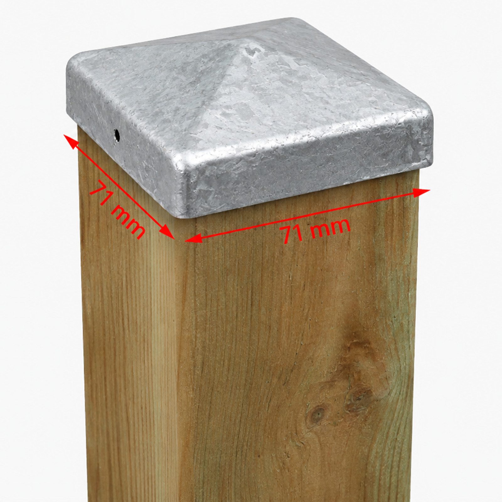 Holmwerk Pfostenkappe 10xverzinkt 71 mm Pyramide Abdeckkappe für Pfosten 7 x 7 cm Zaunpfahl (10 St) – Bild 4 von 4