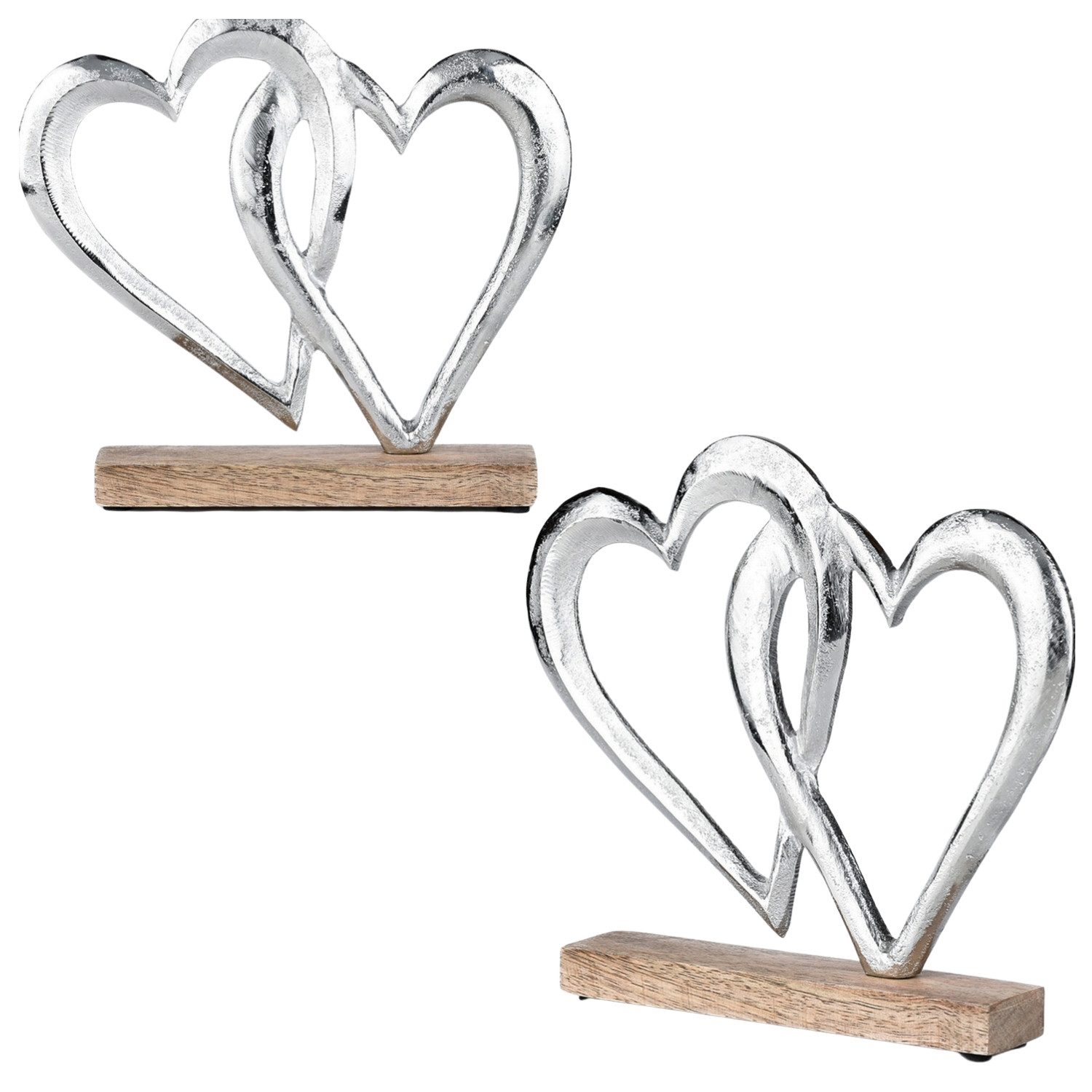Marrakesch Orient & Mediterran Interior Dekoobjekt 2er-Set herzförmige Dekoaufsteller als Dekoobjekte in Silber, Amour -7 (2 St)