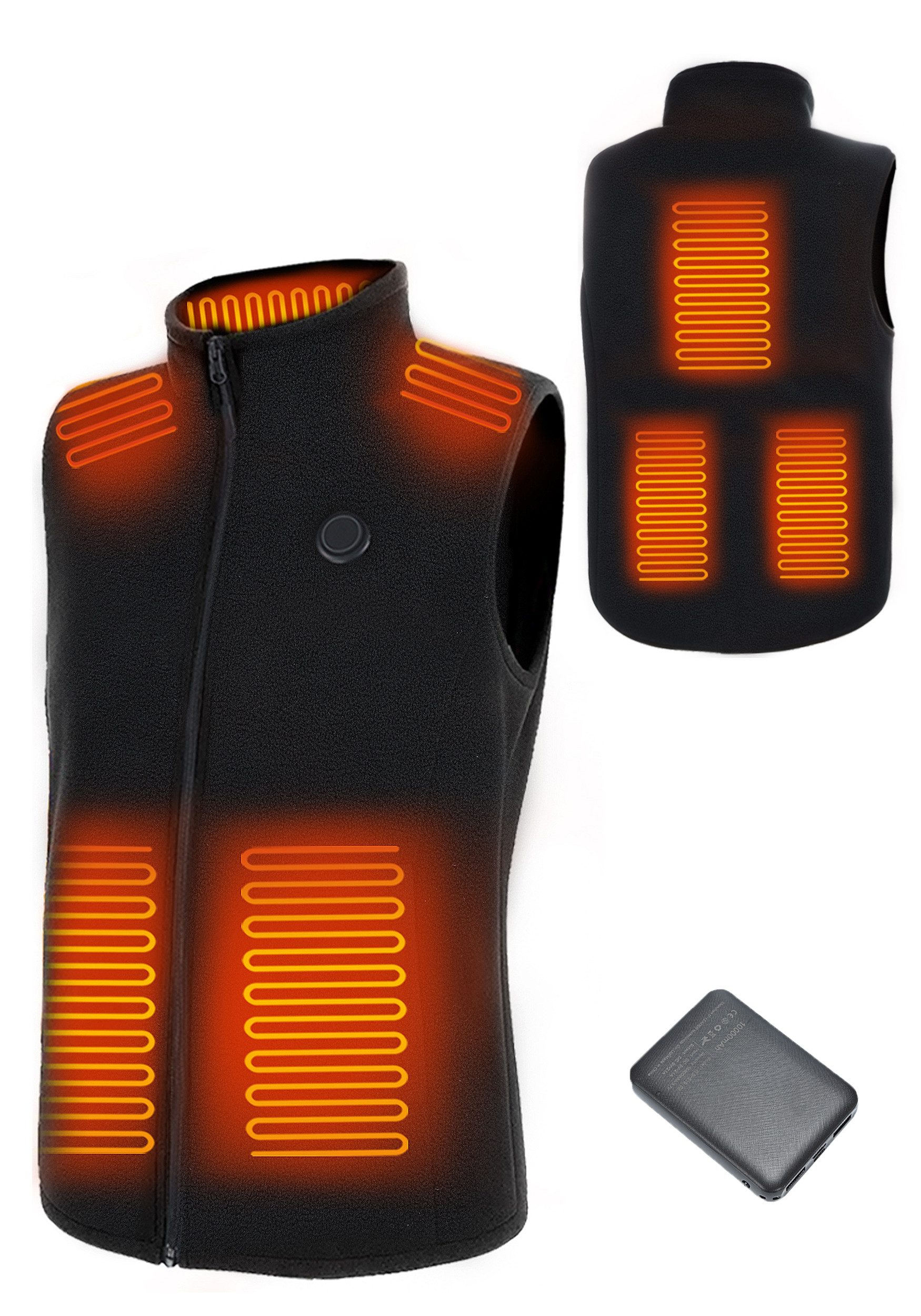 Mincoo Funktionsweste Heizweste für Herren, Winter Warm Outdoor Beheizte Weste mit 5 Zonen Mit 3-Stufen-Temperaturregelung und 10.000mAh Batterie