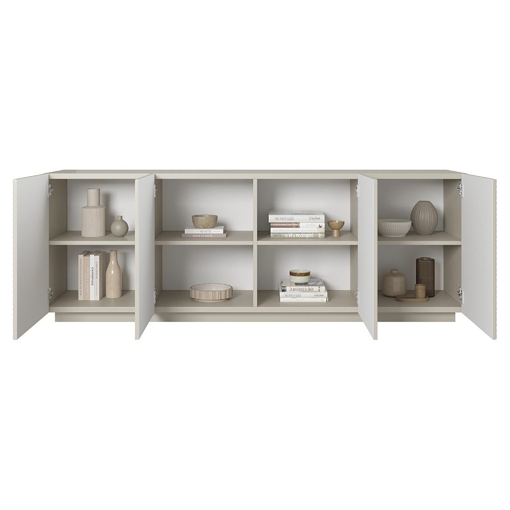 Lomadox Sideboard ADARE-141, 200 cm breit, kaschmir mit gerillter Front günstig online kaufen