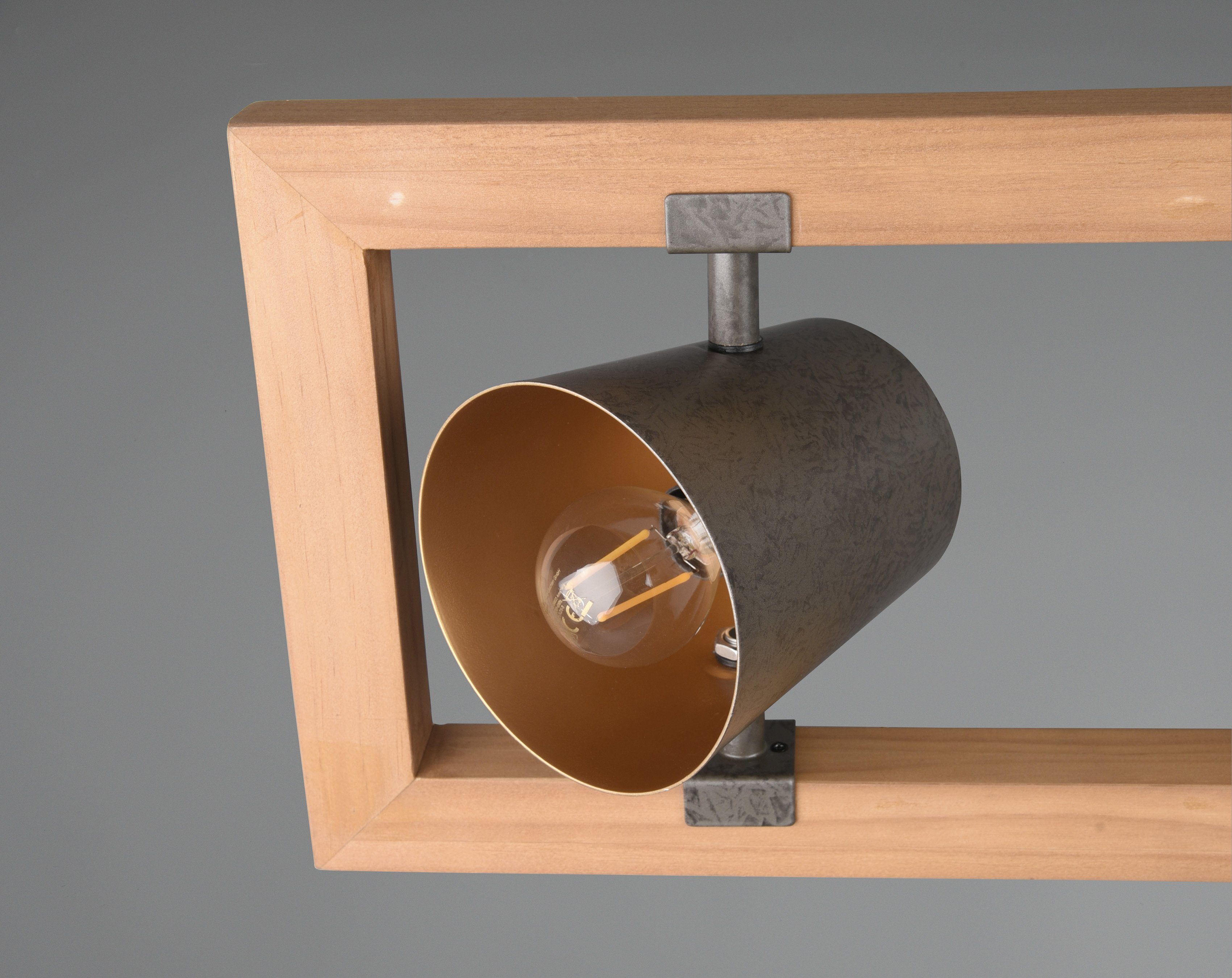 wechselbar, in Leuchtmittel mit Schirme / nickel Holz Glocken-Design Leuchtmittel, antik TRIO aus Leuchten ohne Warmweiß, Optik Bell, Pendelleuchte Schirmen