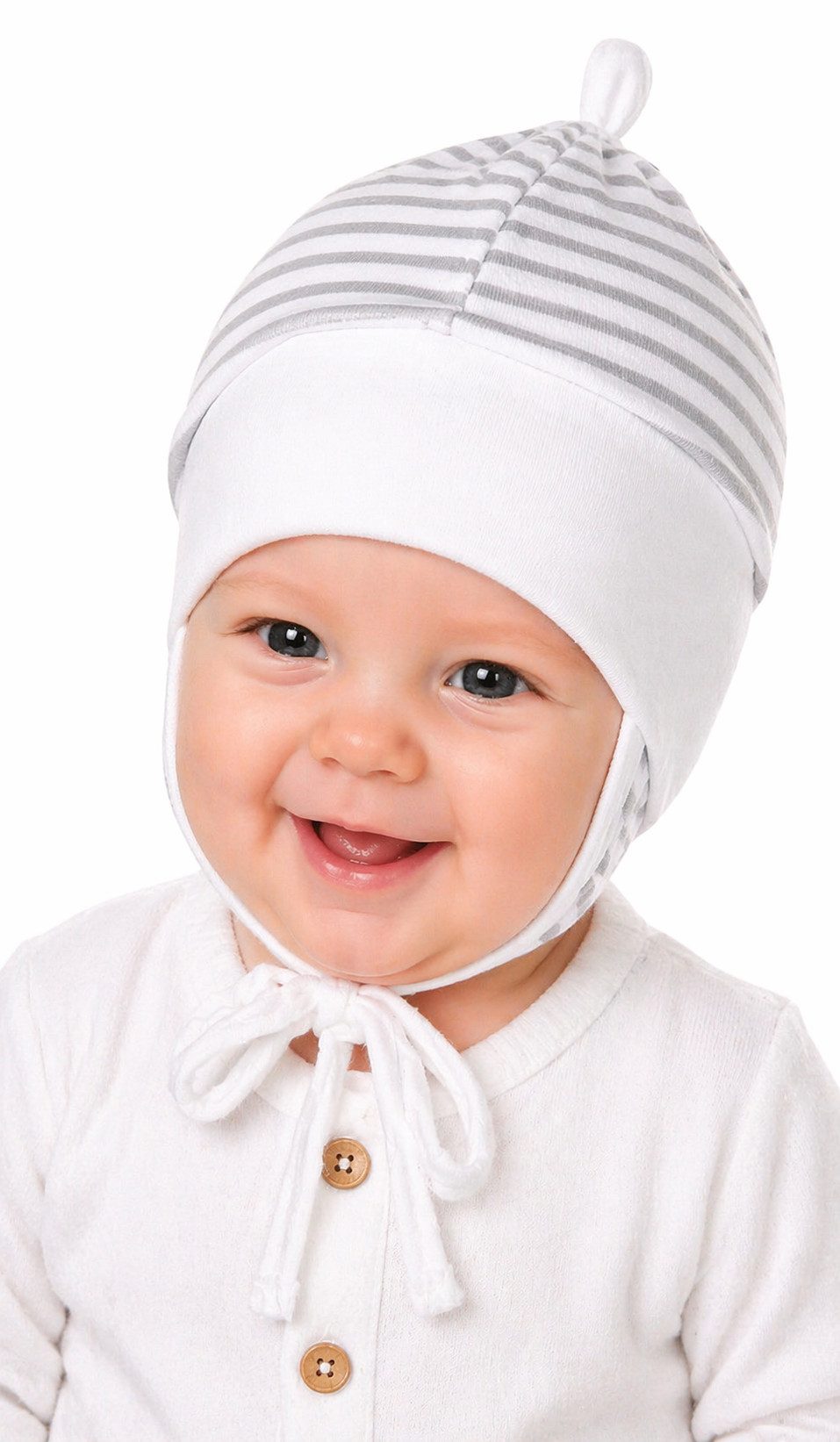 Erstlingsmütze Mütze für Neugeborene Babymütze Baby Haube gesterift