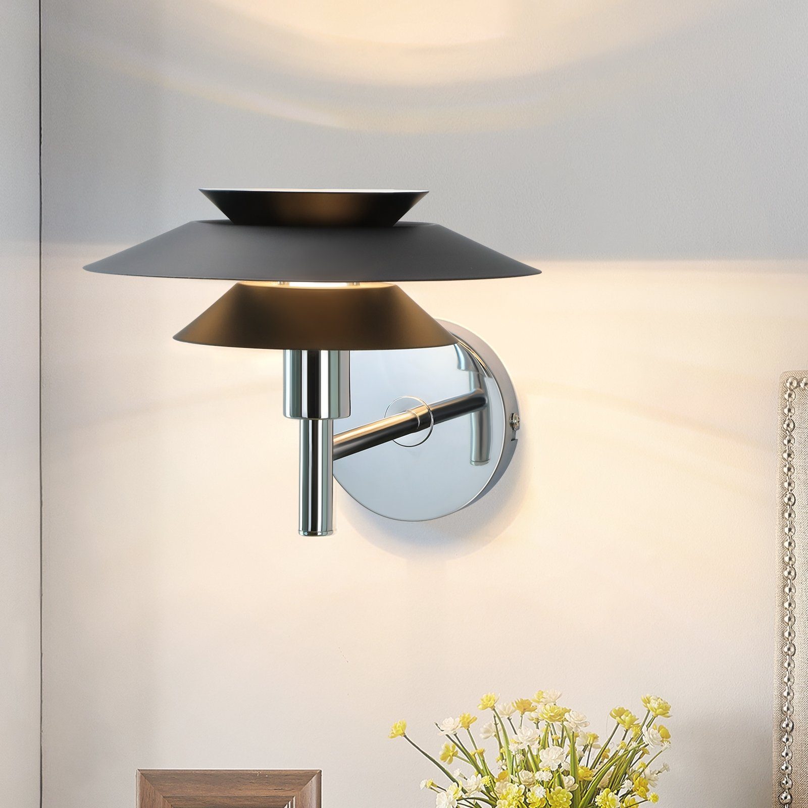 ZMH Wandleuchte Innen Schwarz Wandlampe Modern G9 Metall Design (Max.25W), LED fest integriert, Wandlampe für Wohnzimmer Flur