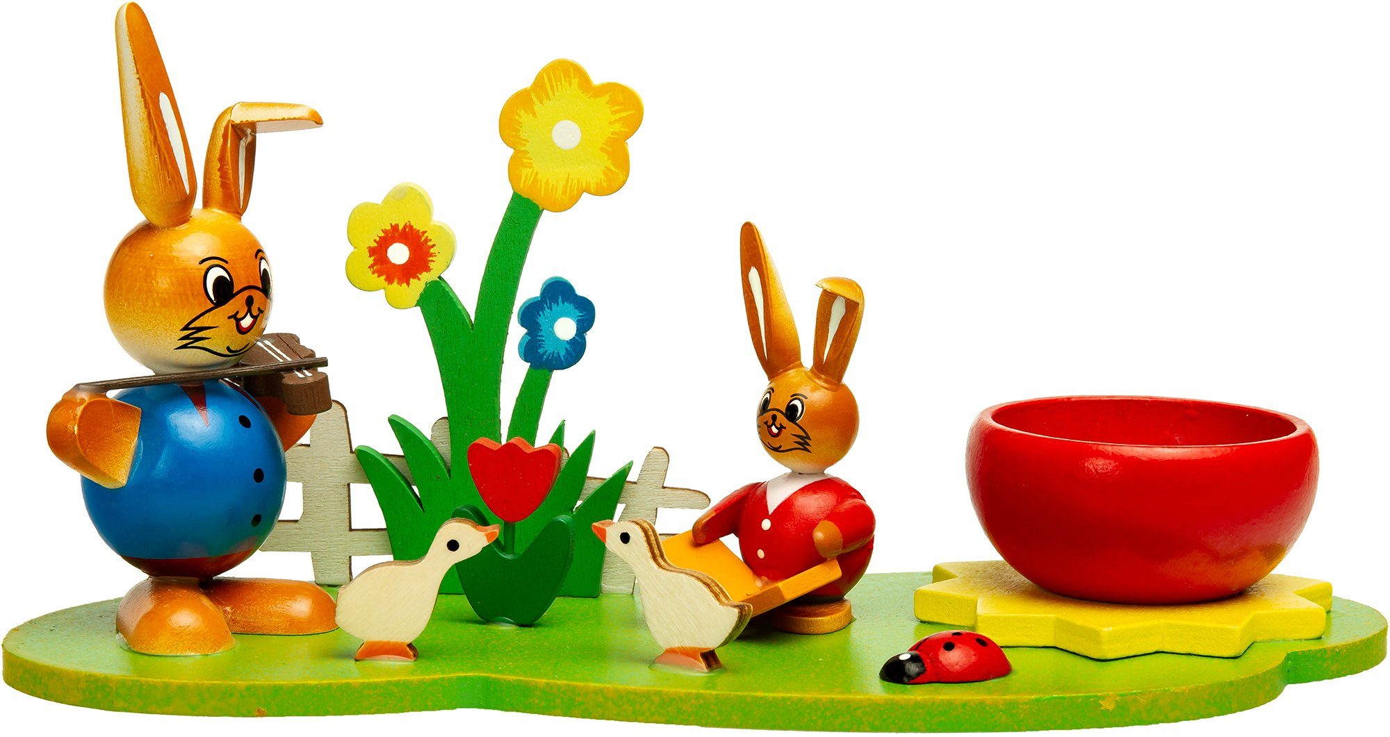 SIKORA Osterhase farbenfrohe Holz Eierbecher Tischdeko Ostergarten Osterdeko - OD13, Stimmungsvolle Dekoration für Ostern & Frühling - handbemalt