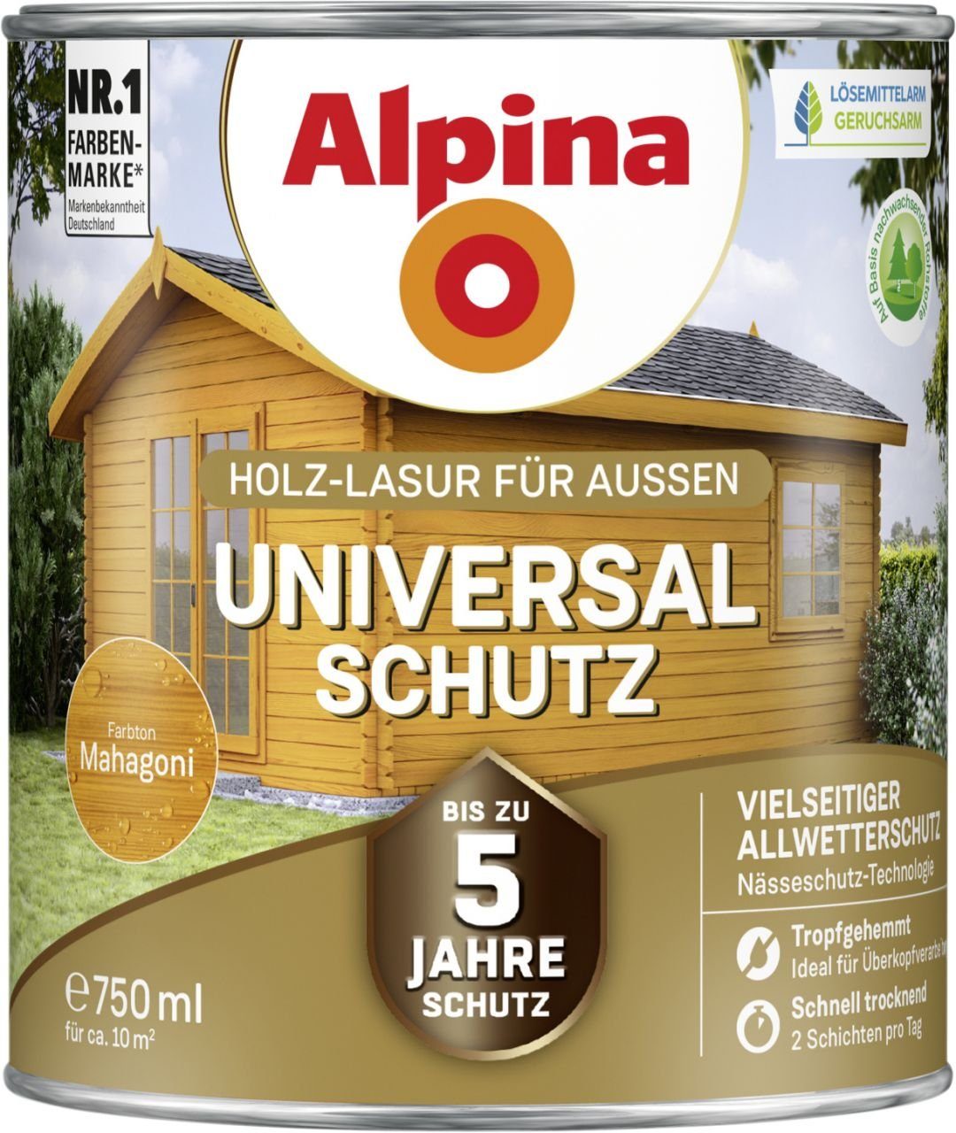Holzlasur Alpina Alpina mahagoni Universal-Schutz0,75L Holzschutzlasur