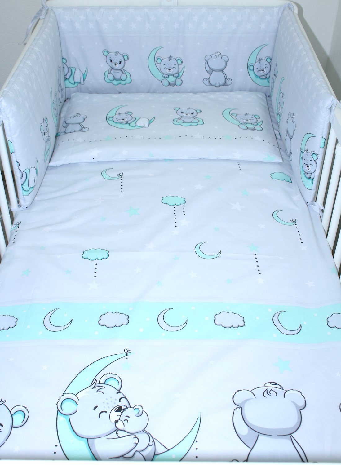 Primawela Babybettwäsche Baby Bettset - 6 teiliges Set mit Chiffon Himmel B günstig online kaufen