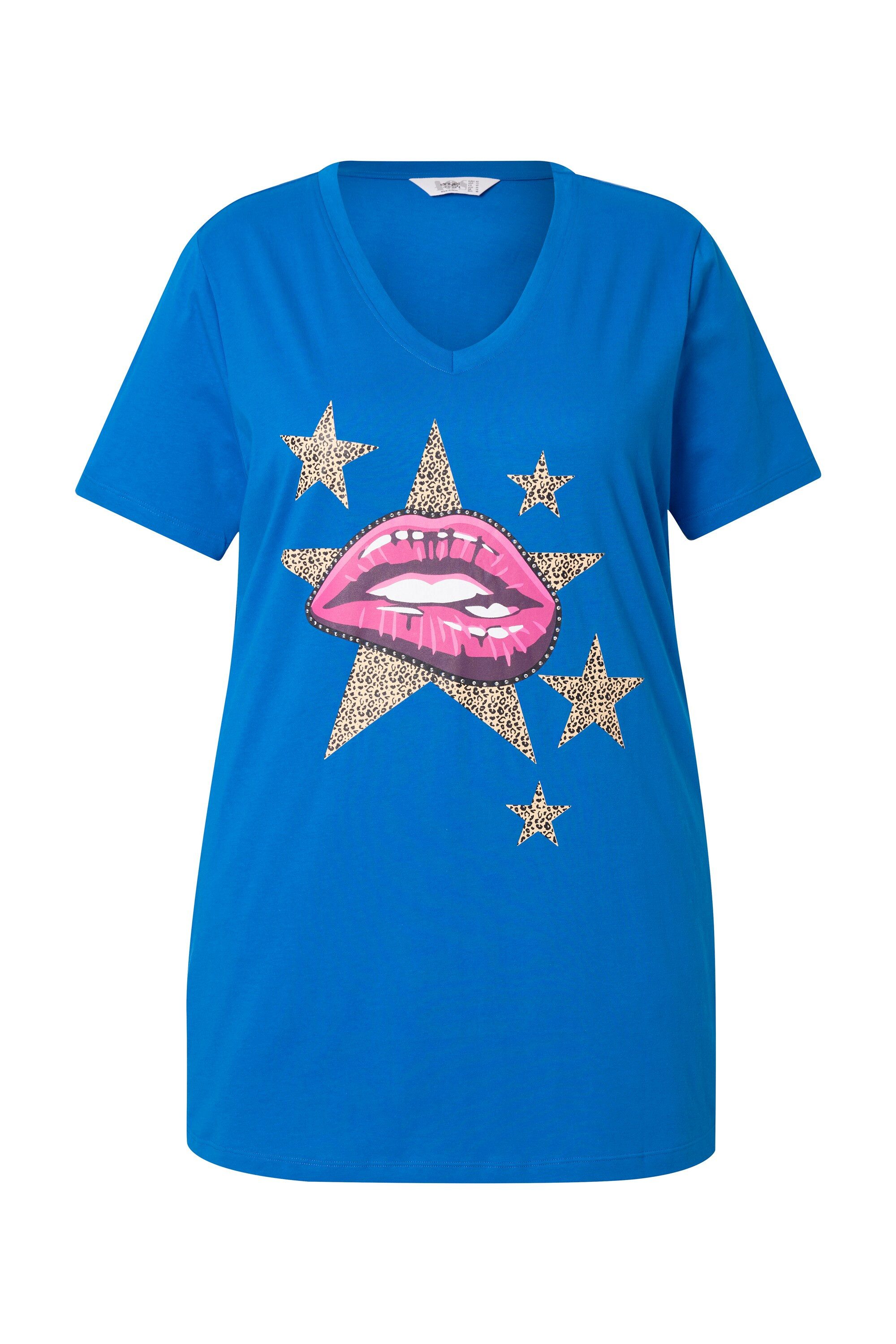 Angel of Style T-Shirt T-Shirt Komfort Fit Lippen-Motiv Ziersteinchen