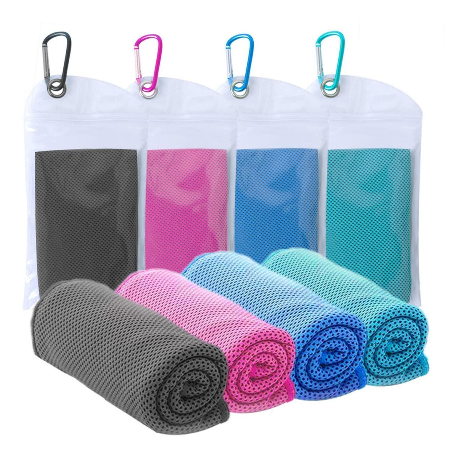 LuxusKollektion Sporthandtuch Kühltuch Mikrofaser Sport Yoga Fitness Blau/Seeblau/Grau/Rot, (4-St)