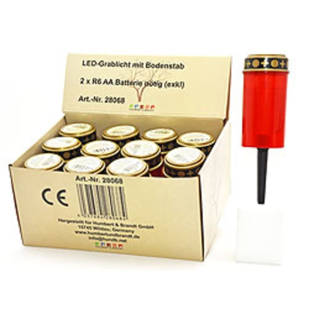HundB Grabkerze LED Gedenklicht mit Erdspieß, Batterie, Weiß 1 Stück (Stück, 1-tlg., LED-Grablicht mit Bodenstab), LED-Leuchte Grablampe Bodenleuchte Batteriebeleuchtung