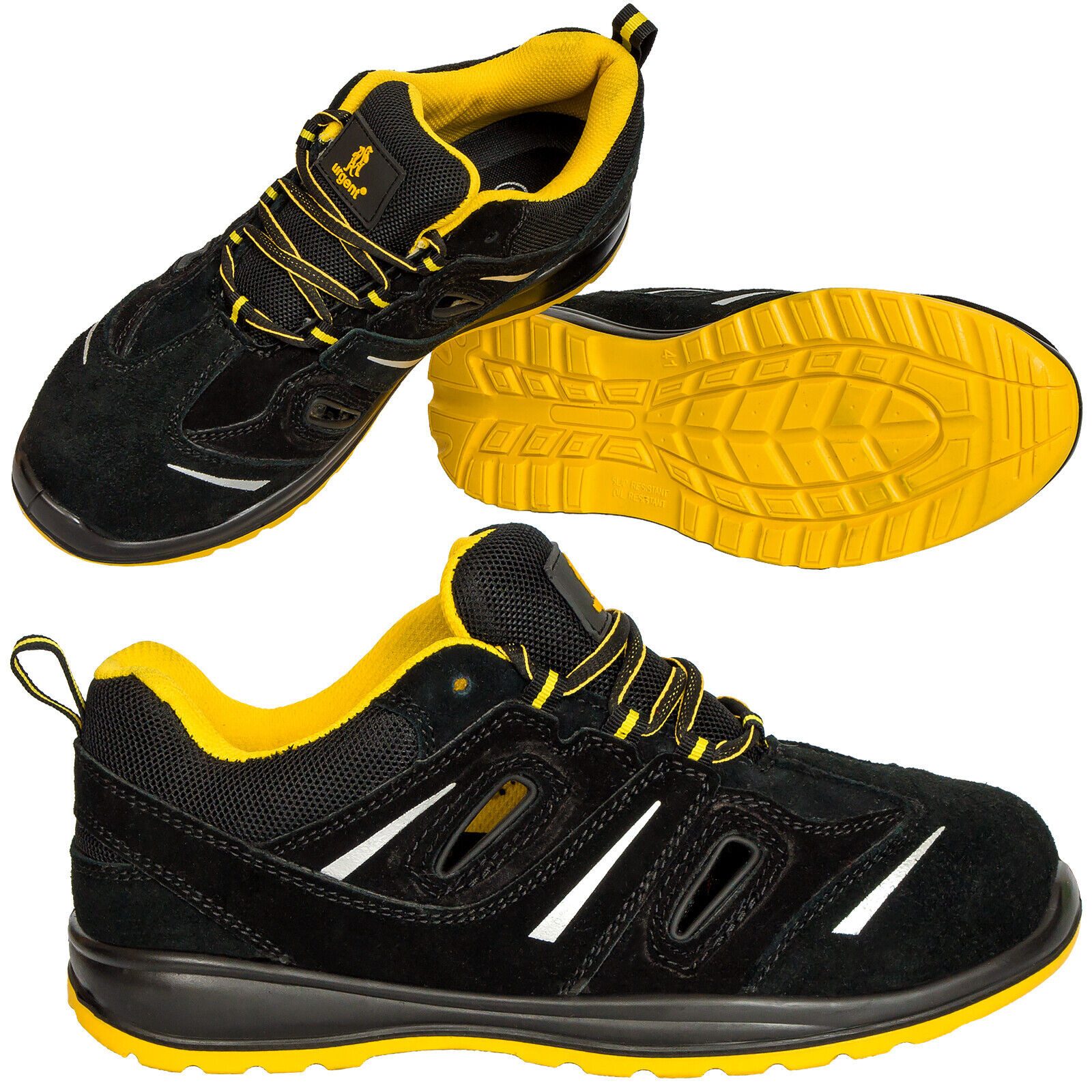 Urgent Arbeitsschuhe Sportliche Sicherheitsschuhe Schwarz-Gelb Schutzkappe S1 Arbeitsschuh