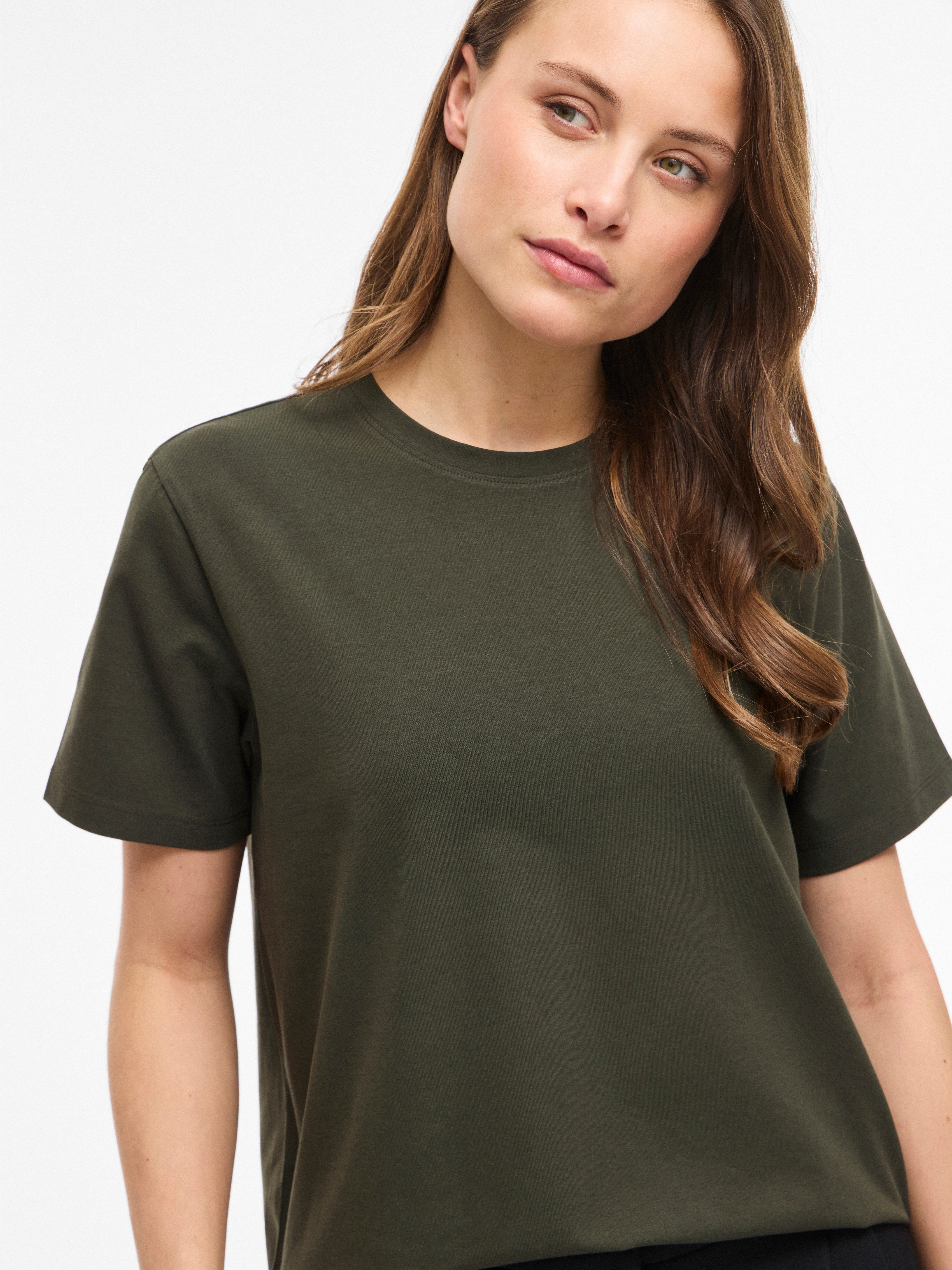 Vila Kurzarmshirt VINORA S/S T-SHIRT - NOOS Baumwollmischung, regular fit