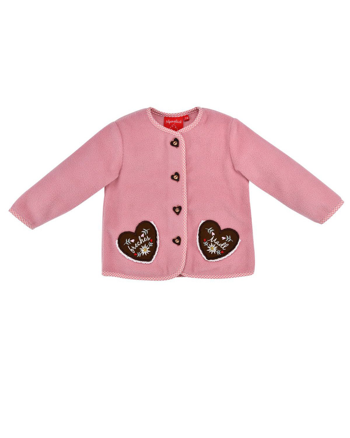 BONDI Strickjacke Baby Mädchen Fleecejacke 'Freches Madl' 86851, Ol