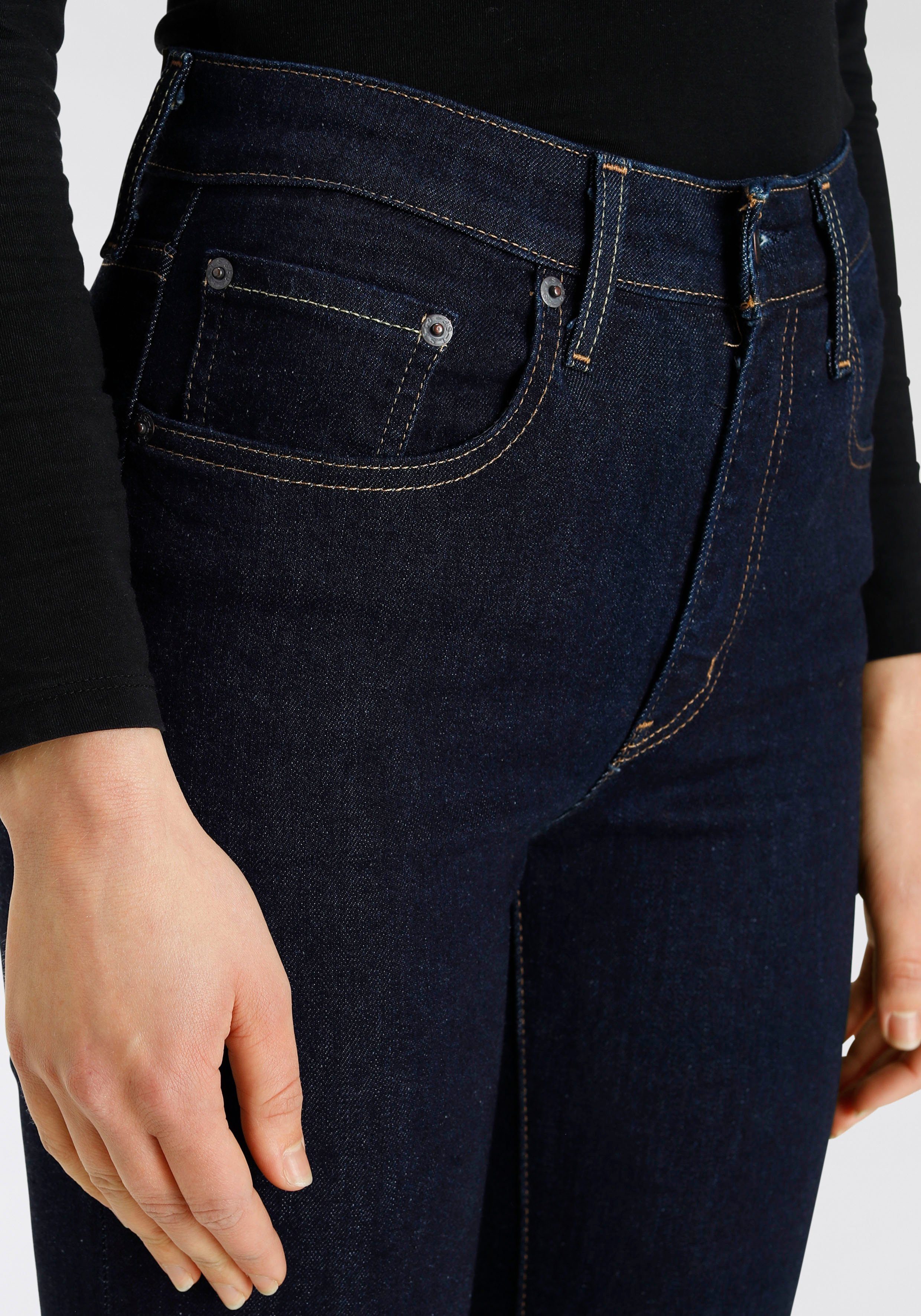 rise Bund skinny hohem High Skinny-fit-Jeans Levi's® mit 721 denim rinsed