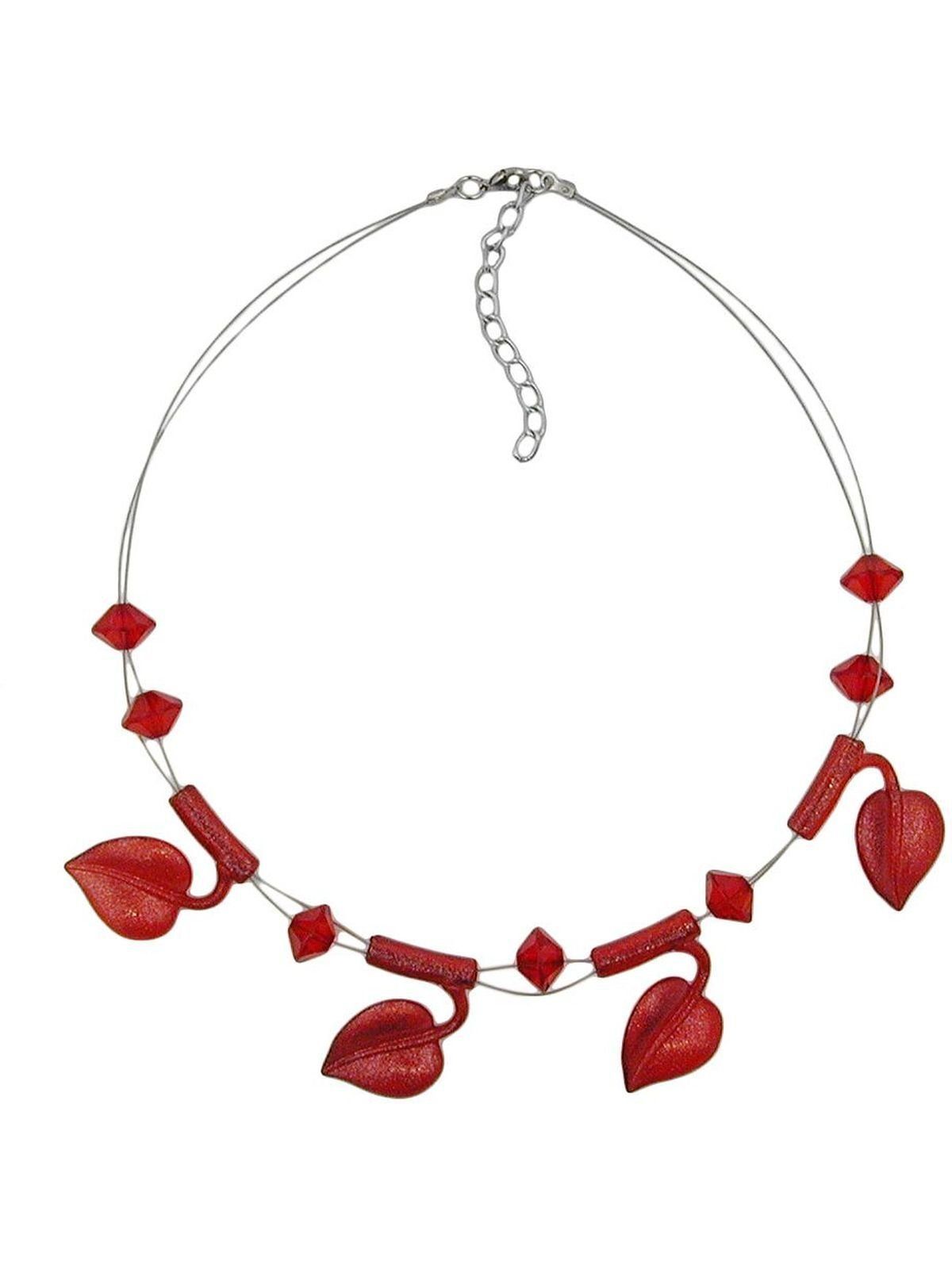 Kunststoffperlen Blätter (1-tlg) rot-flitter 44cm 4x Drahtkette Perlenkette Gallay