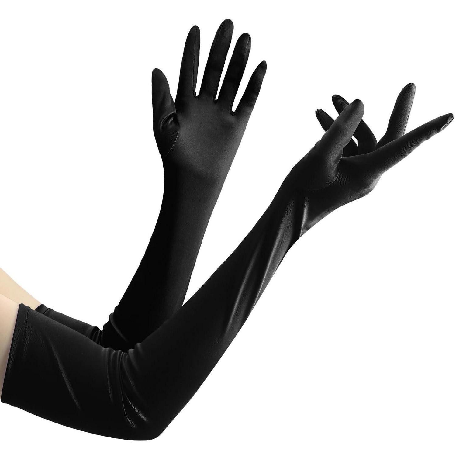 LuxusKollektion Abendhandschuhe Lange Handschuhe Schwarz Satin Elegant (1-St)
