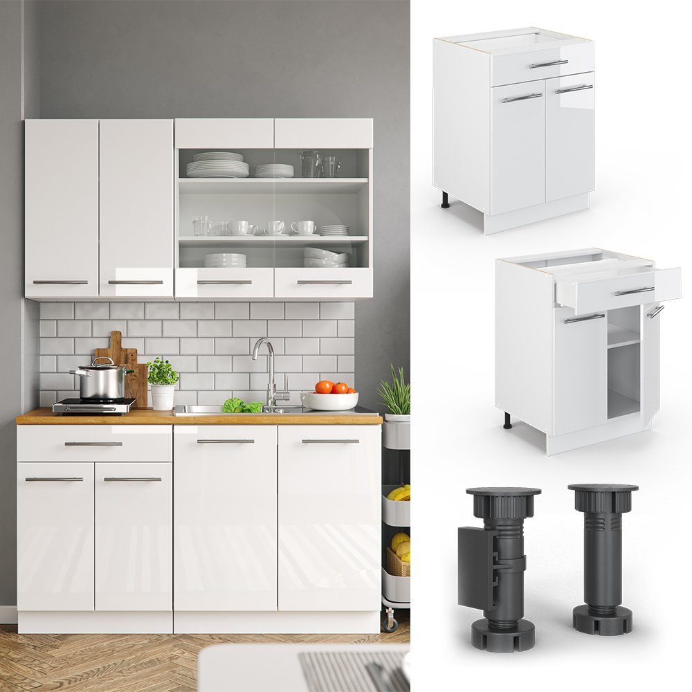 Vicco Unterschrank Fame-Line, Weiß Hochglanz/Weiß, 60 mit Schublade ohne Arbeitsplatte (1-St) – Bild 4 von 5