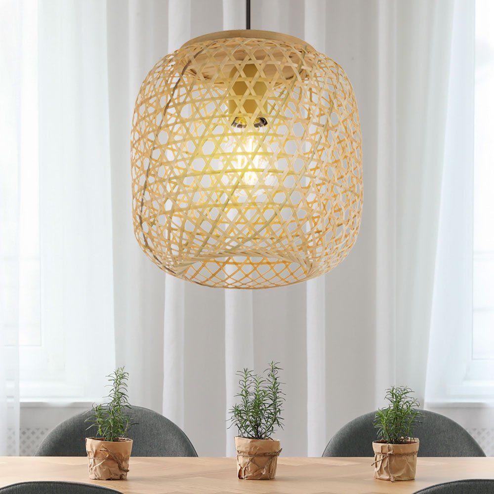 etc-shop LED Pendelleuchte, Leuchtmittel inklusive, Filament Geflecht Leuchte Bambus Decken Hänge Zimmer Wohn Warmweiß