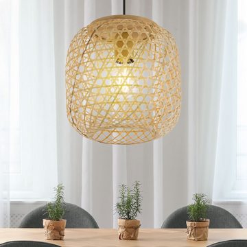 etc-shop LED Pendelleuchte, Leuchtmittel inklusive, Warmweiß, Bambus Decken Hänge Leuchte Wohn Zimmer Filament Geflecht