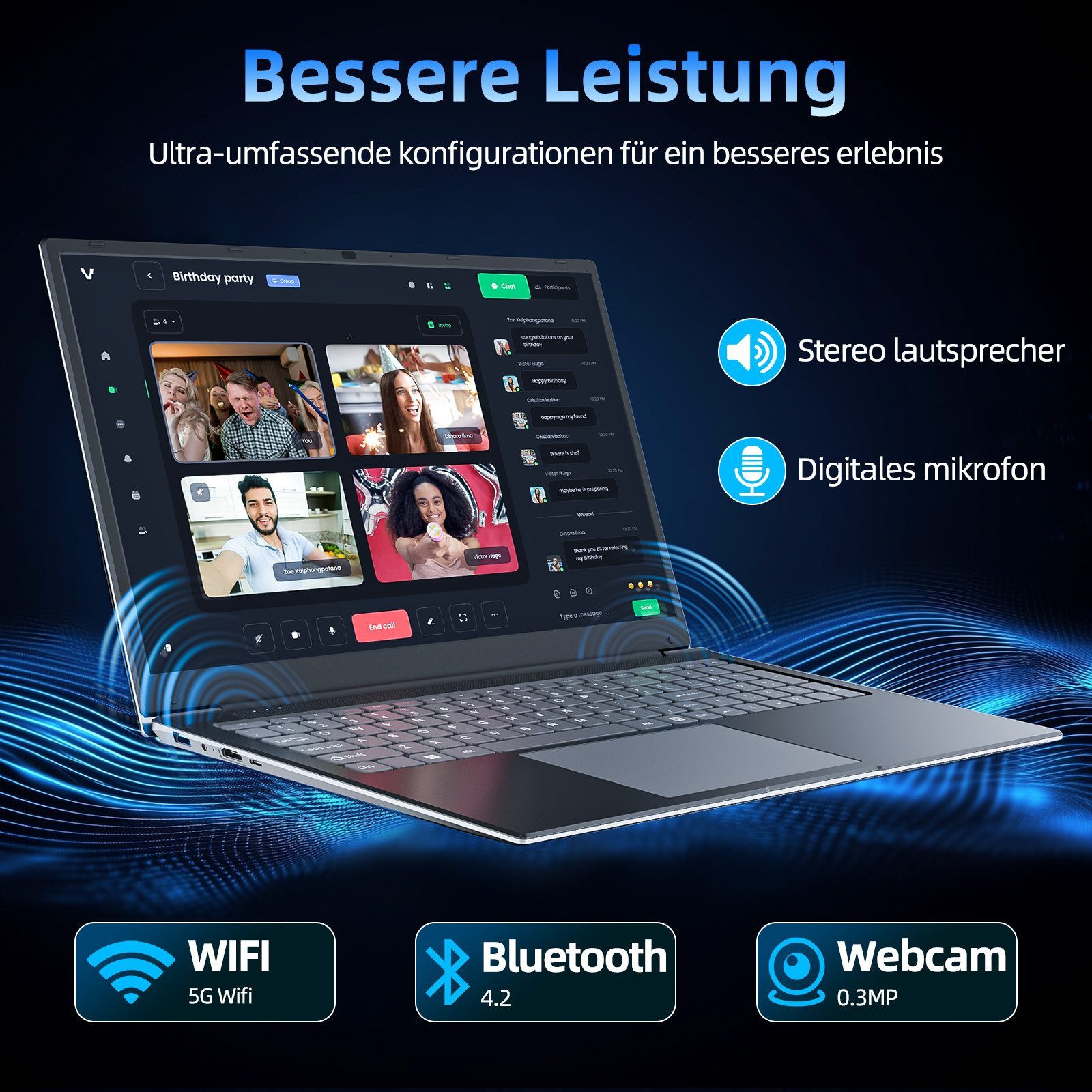 MENGHU 17,3 Zoll Laptop 4GB RAM 128 GB SSD, I3 5005U, FHD 1920 x 1080 IPS Notebook (Intel® Core™ i3-5005U, Intel® HD Graphics 5500, 4 GB, 128 GB SSD)