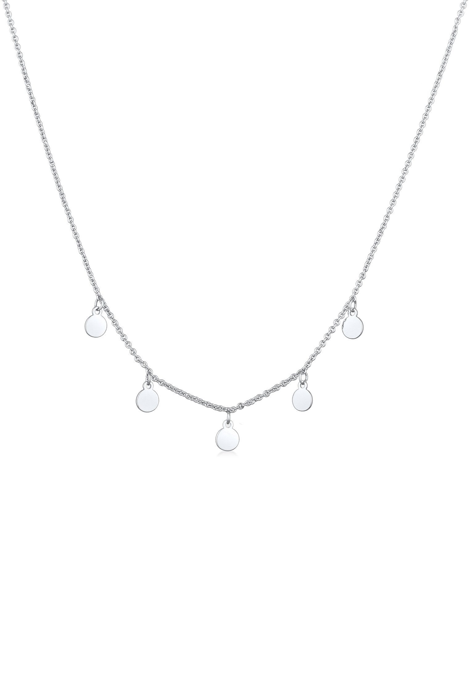 Kette mit Anhänger Plättchen Messing Silberfarben
