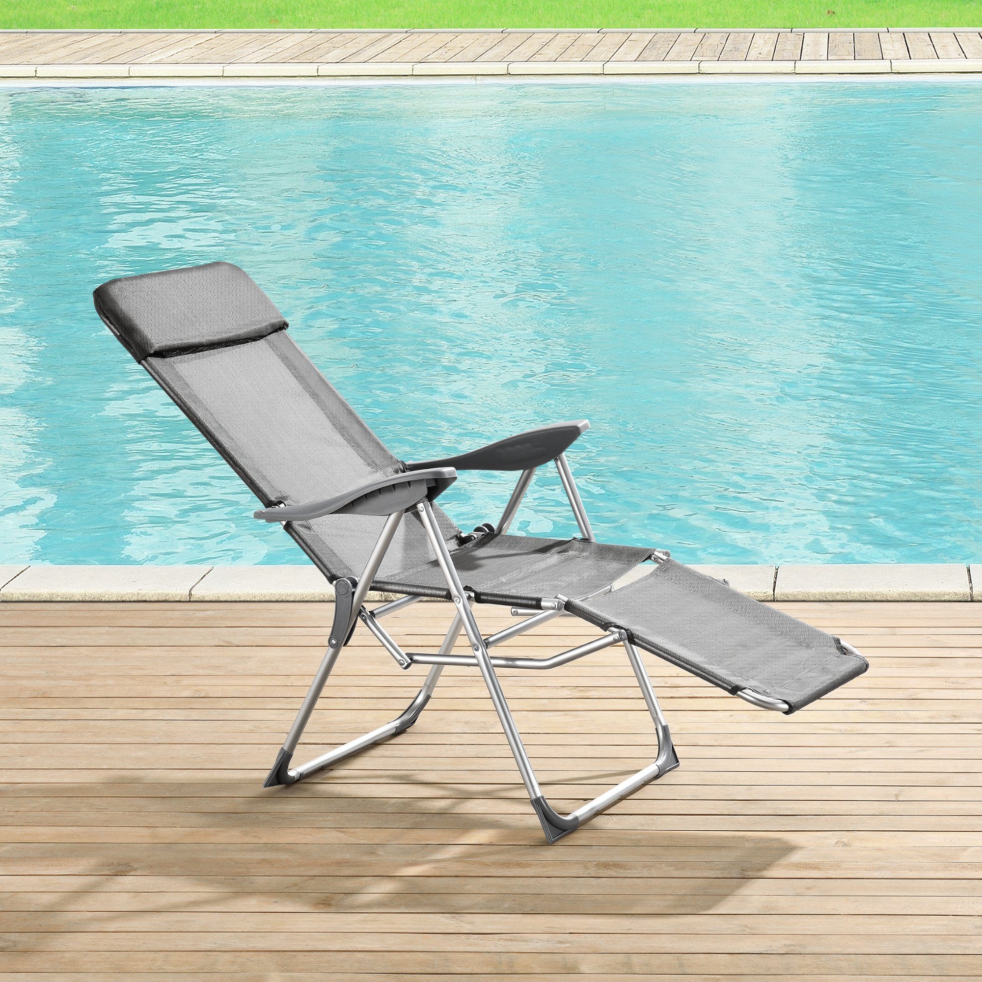 casa.pro Gartenstuhl Liegestuhl 61 x 67 x 99/118 cm Dunkelgrau