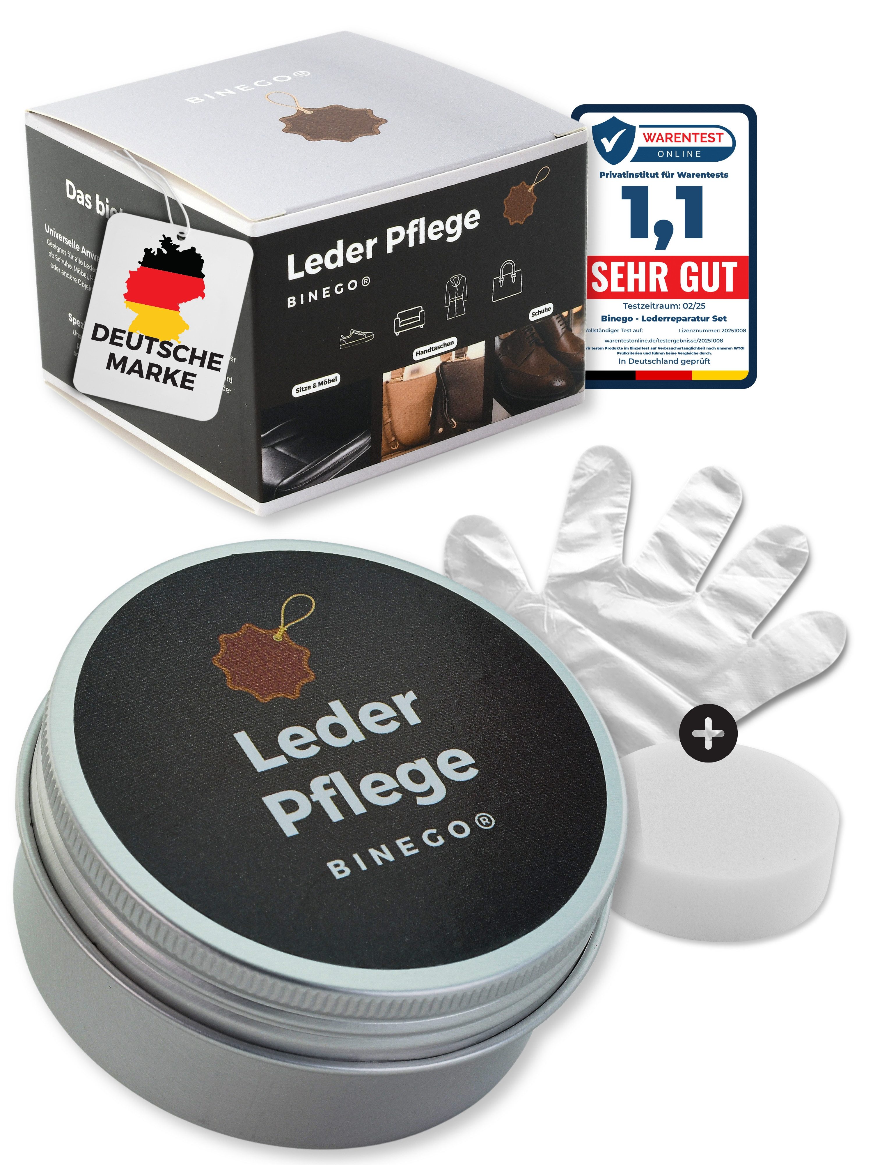 Binego Lederpflege Set Leder & Kunstleder Pflegemittel Lederschaum Lederreiniger (XXL-Set, [- Hohe Wirksamkeit)