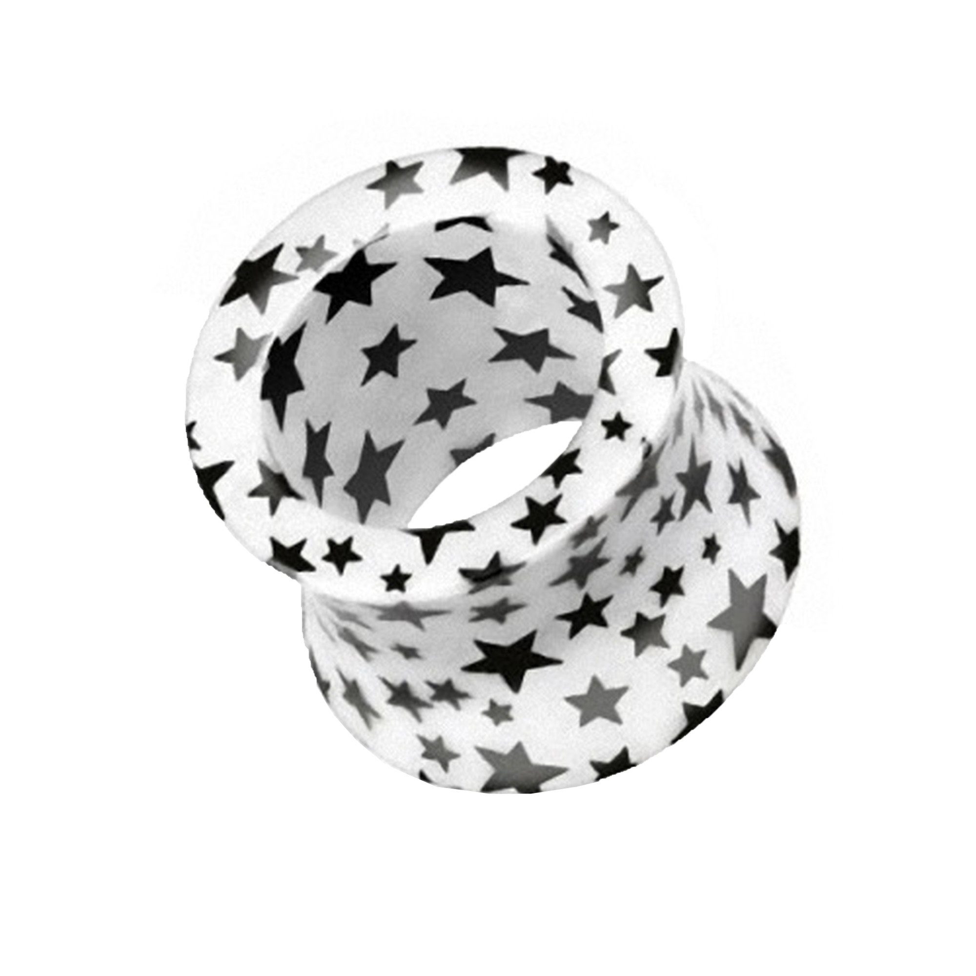 Plug Piercing Sternen Double Flared Schwarz Weiß