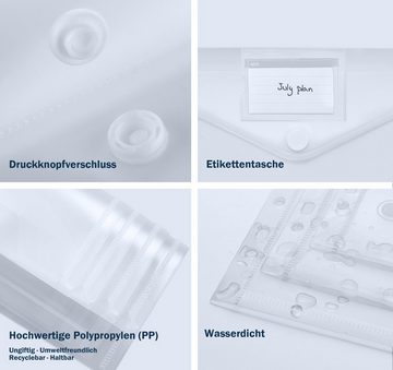 Homewit Dokumententasche Transparent A4 Aufbewahrungstasche Dokumentenhülle Mappe (Packung, 10-tlg), mit Knopf-Taste