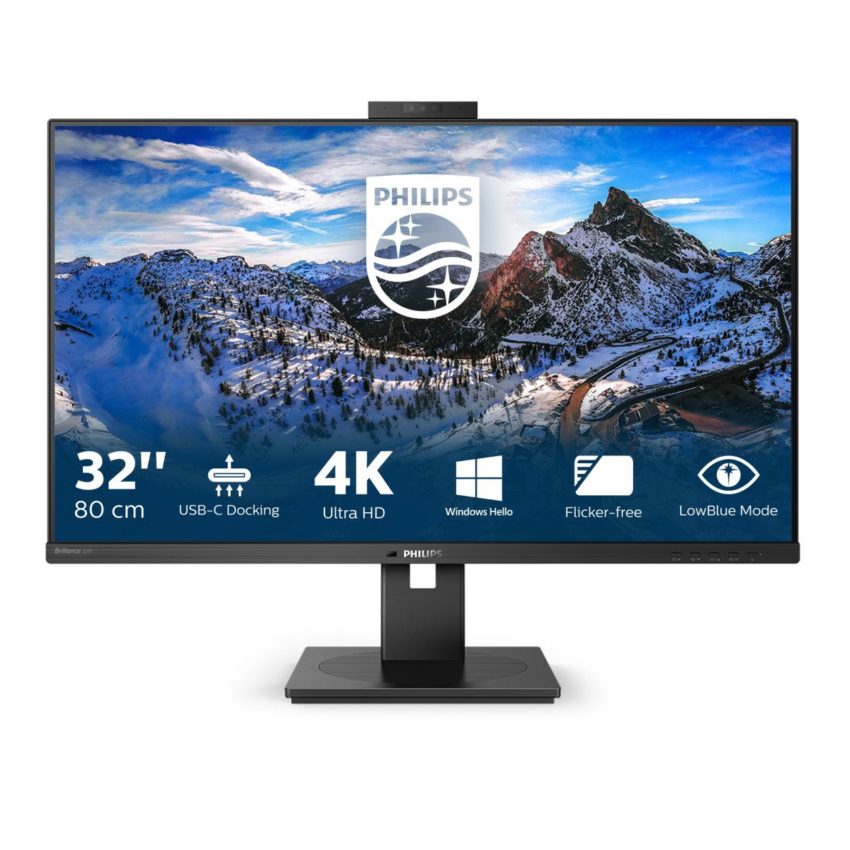 Philips LED-Display P-line 329P1H - 81.3 cm (32) - 3840 x 2160 4K TFT-Monitor (3840 x 2160 px, 4K Ultra HD, 4 ms Reaktionszeit, 60 Hz, IPS, Eingebautes Mikrofon, Kamera, Lautsprecher, HDCP, Höhenverstellbar)