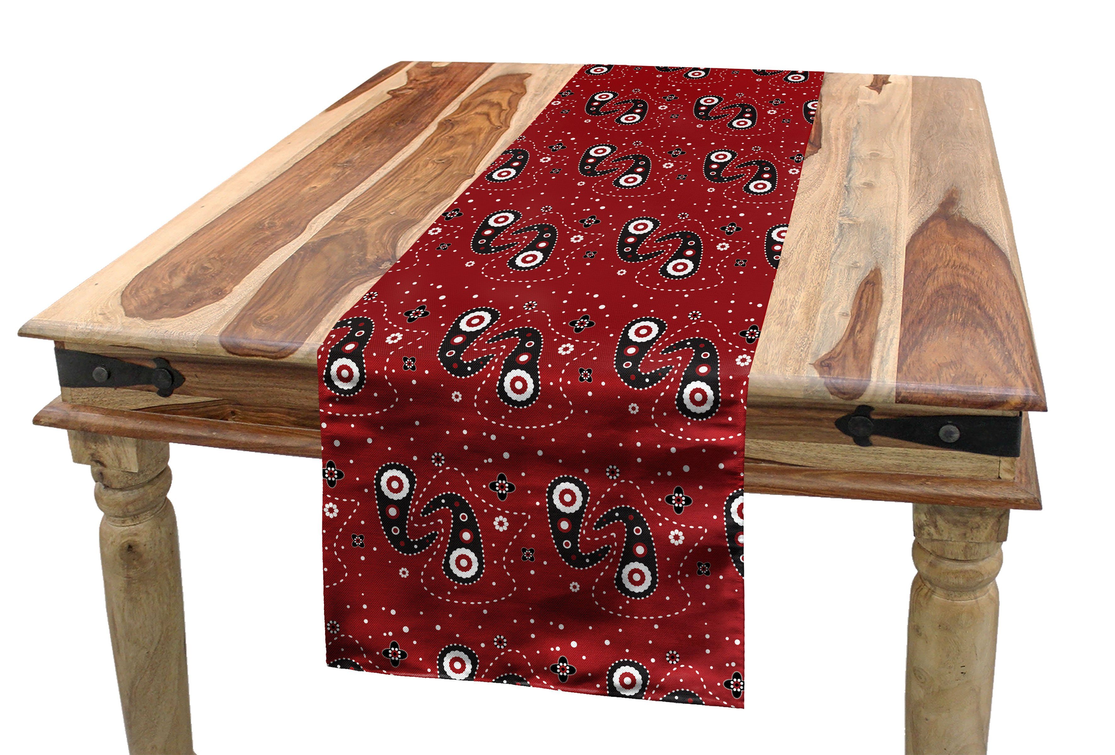 Tischläufer, Paisley Esszimmer schwarz Tischläufer Dekorativer Blumen-Punkte rot Abakuhaus Küche Rechteckiger