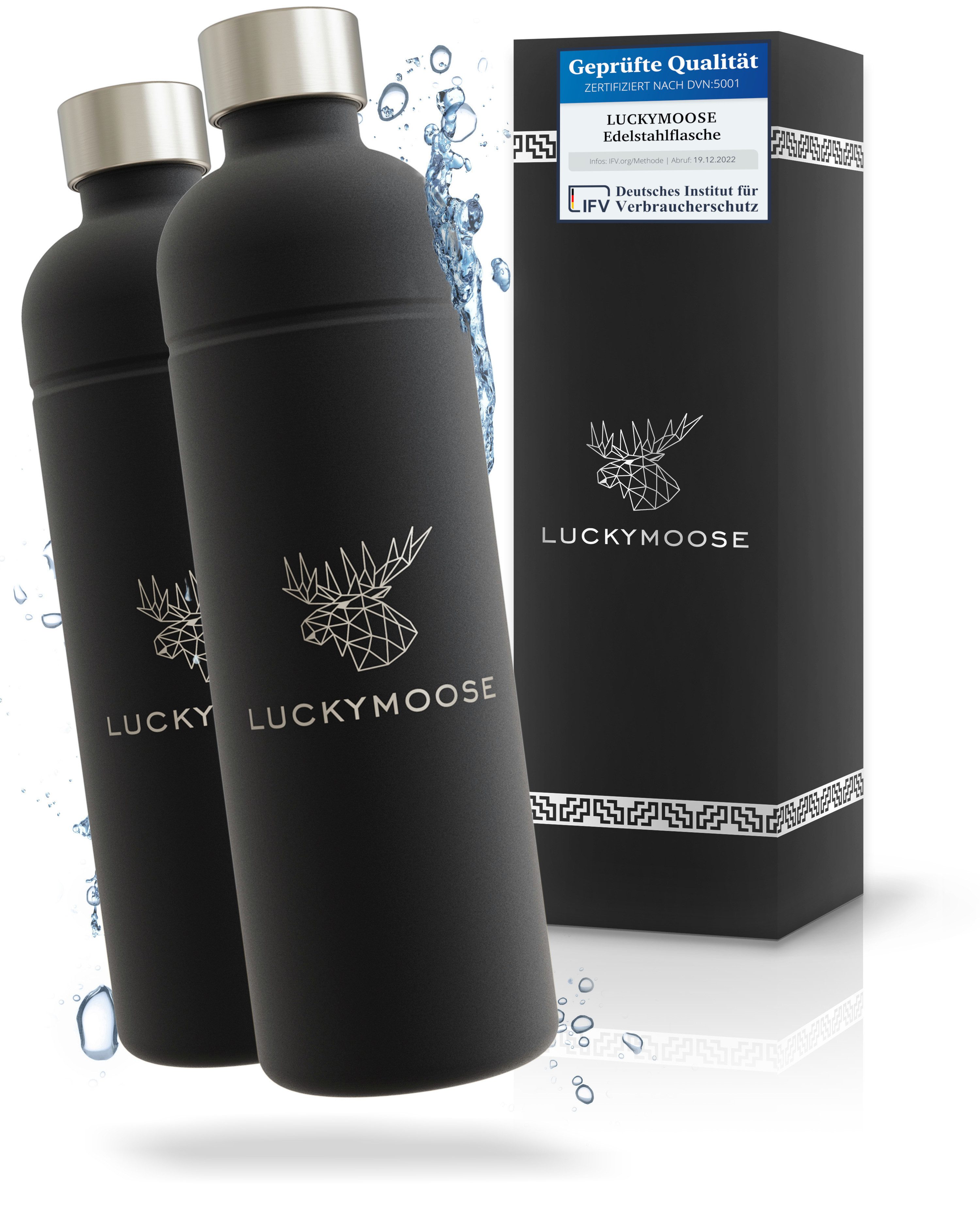 Luckymoose Wassersprudler Flasche Infinity, (für Aarke Carbonator 3, Phlips GoZero & Brita SodaOne), Spülmaschinenfest & ohne Ablaufdatum