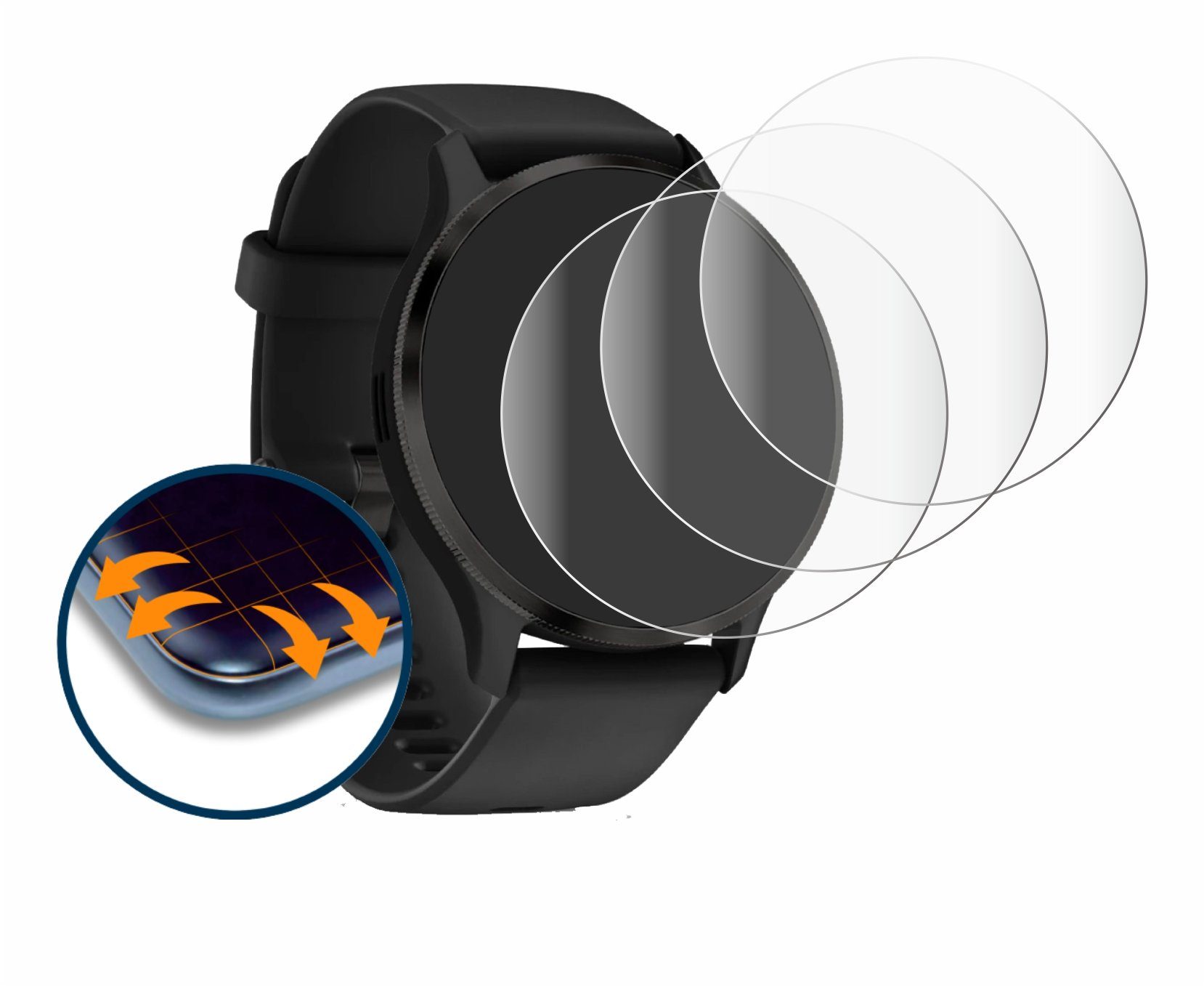 Savvies Displayschutzfolie Fullscreen Schutzfolie für Garmin Venu 3, 4 Stück, Displayschutz Folie Fullcover Klar Transparent – Bild 2 von 5