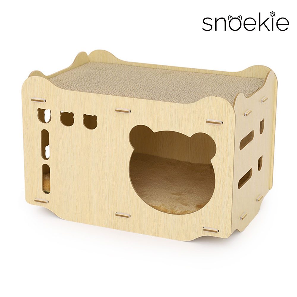SNOEKIE Kratzbrett Snoekie Bärenkopf-Katzenbett mit Kratzbrett (Plüsch + We günstig online kaufen