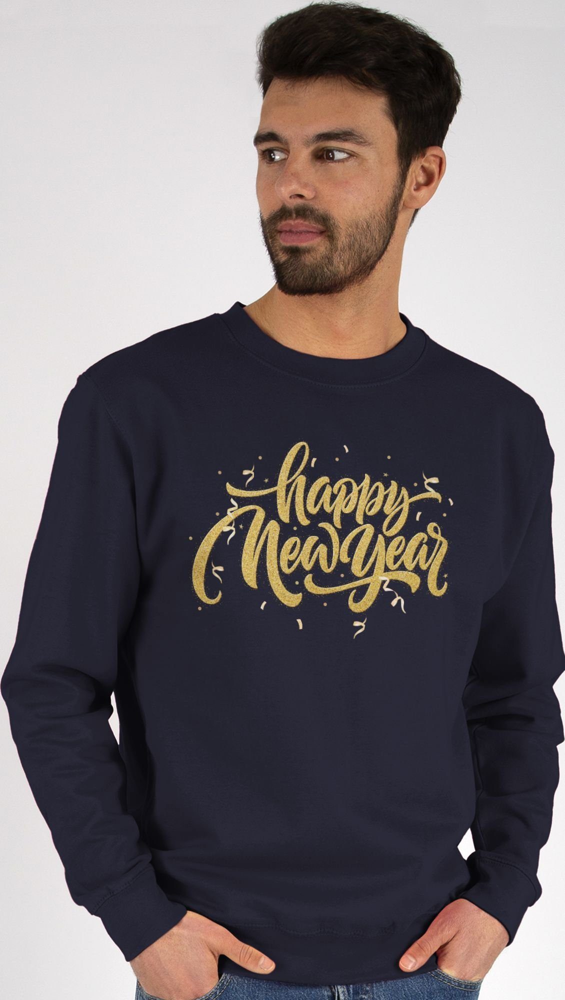 Shirtracer Sweatshirt Happy New Year (1-tlg) Silvester Erwachsene 2 Dunkelblau