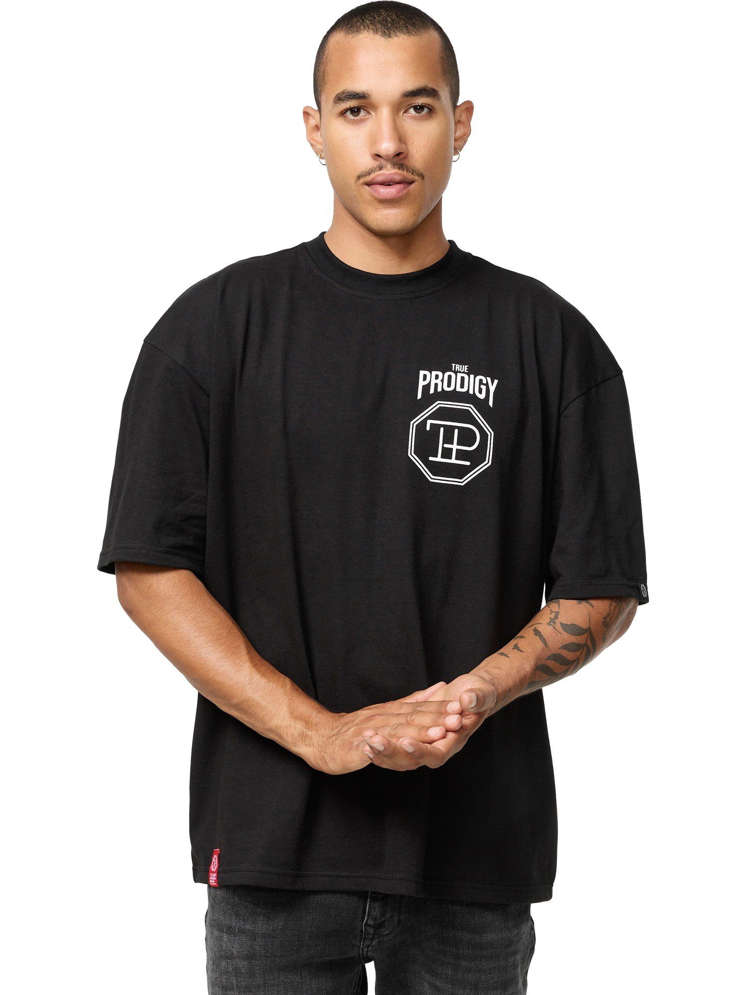 trueprodigy Oversize-Shirt Jona Logoprint Rundhals dicker Stoff