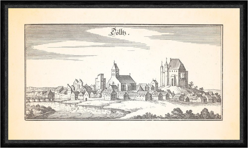 Kunstdruck Tölltz Bad Tölz Isar Burg Isarbrücke Stadtpfarrkirche Faks_Merian 035