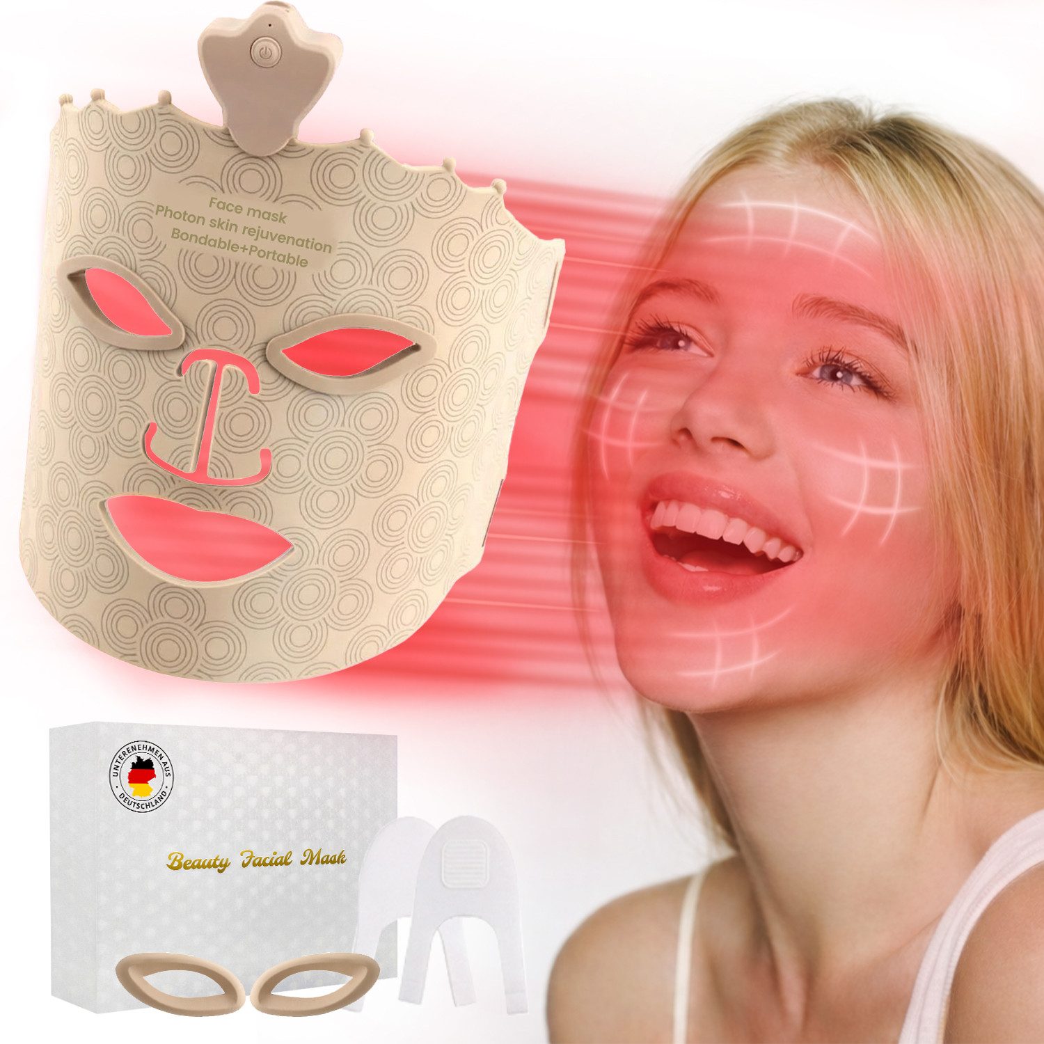 Dermaroller Kabellose 7 Farbe Led Gesichtsmaske mit Rotlicht für Zuhause & Reise