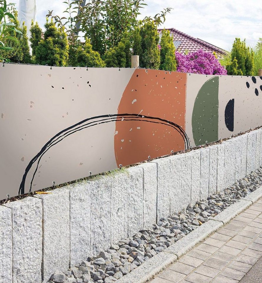 Thumbnail - MyMaxxi Sichtschutzzaunmatten Zaunbanner Abstrakte Halbkreise Sichtschutz Garten Zaun