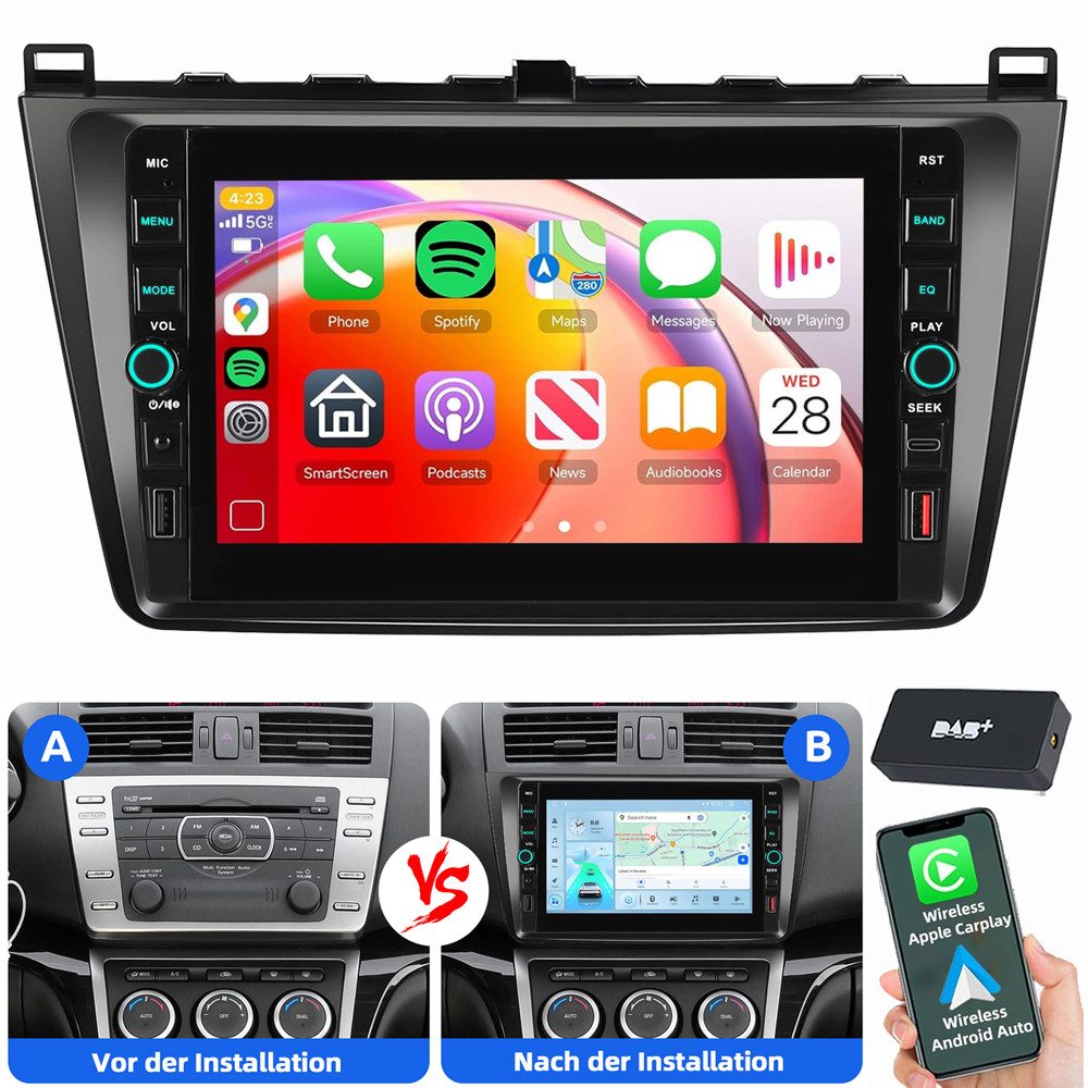 MOPECT Für Mazda 6 GH GG 2007-2012 CarPlay Bluetooth FM USB Autoradio (RDS, Digitalradio (DAB), FM, AM)