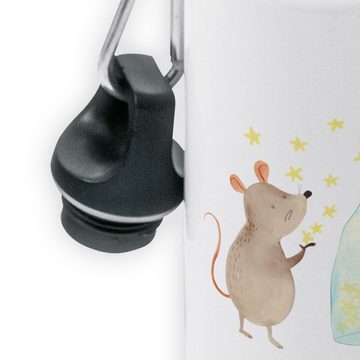 Mr. & Mrs. Panda Trinkflasche Maus Sterne - Weiß - Geschenk, erstes Kind, Kids, Mädchen, Tiermotive, Mundstück mit Deckel