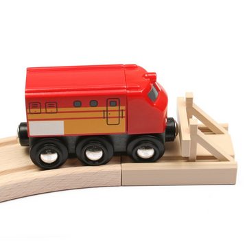 Kreative Feder Spielzeugeisenbahn-Schiene Endgleis-Puffer mit Prellbock - Erweiterung für Holz-Eisenbahnen, (Set, 2-tlg), aus Bio-Kunststoff; kompatibel mit Eichhorn, Brio, Haba, Thomas,...