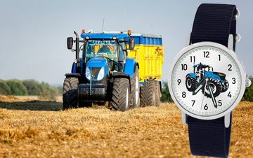 Pacific Time Quarzuhr Kinder Armbanduhr Traktor blau Wechselarmband, Mix und Match Design - Gratis Versand