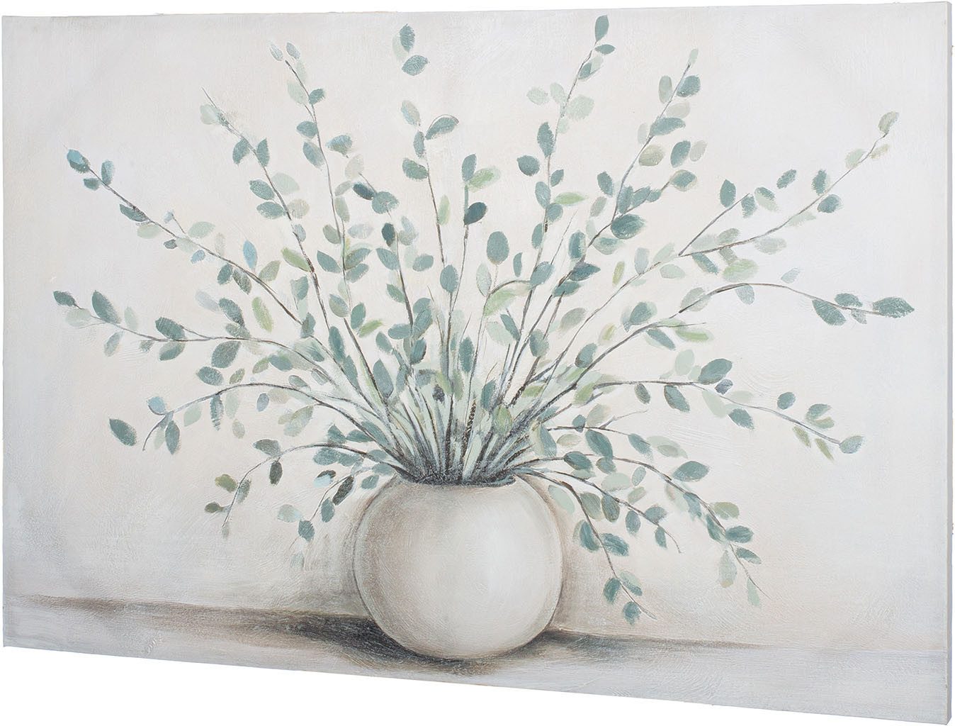 GILDE Metallbild Bild rechteckig Vase mit Eukalyptus, Blume (1 St)