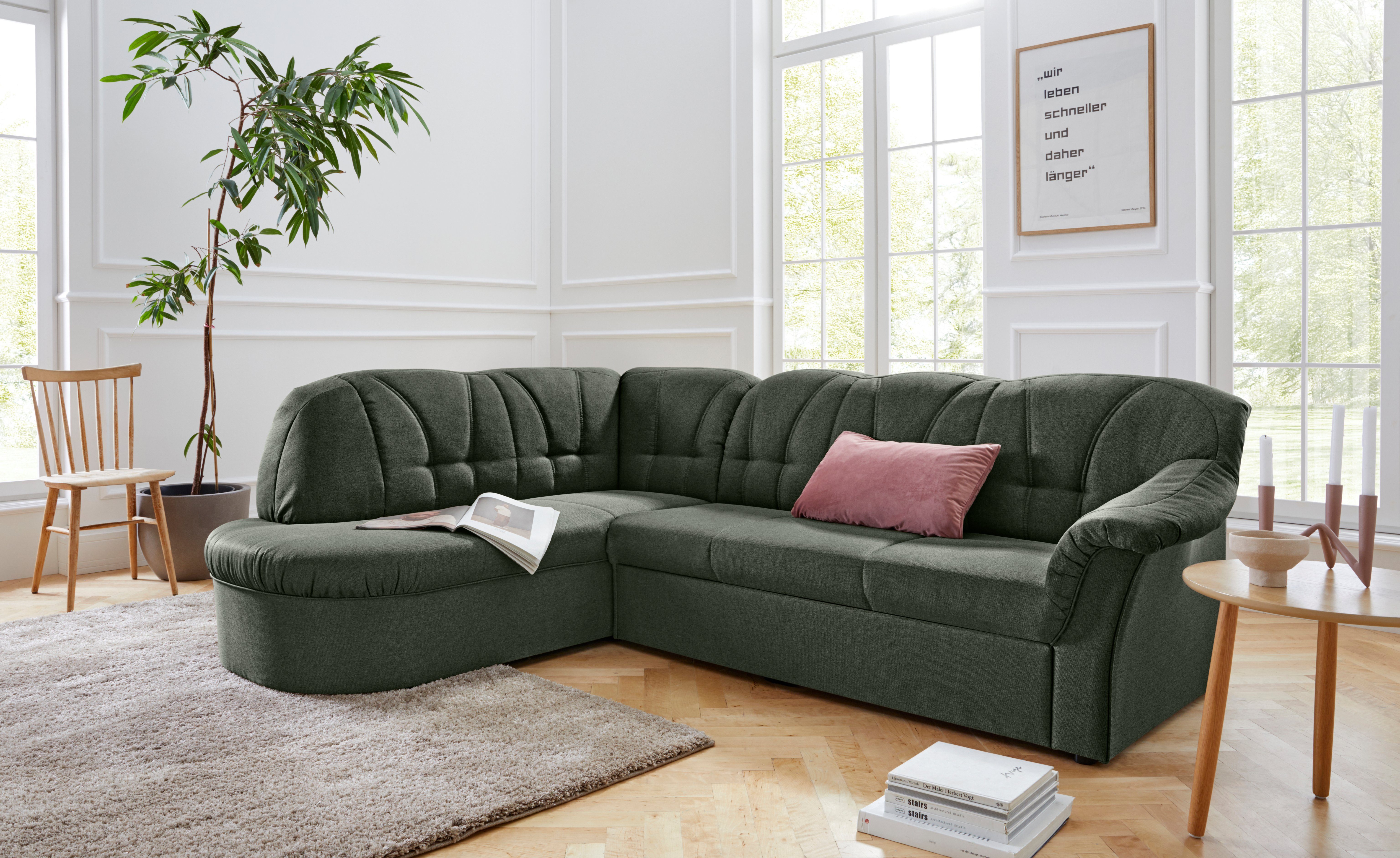 DOMO collection Ecksofa "Pegnitz, elegante Rückensteppung, kompakte Stellma günstig online kaufen