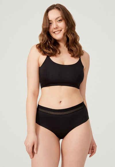 Cottonhill Bikinislip Bikini-Slip für Frauen mit Laser-Cut und Netz-Muster-Taillenband
