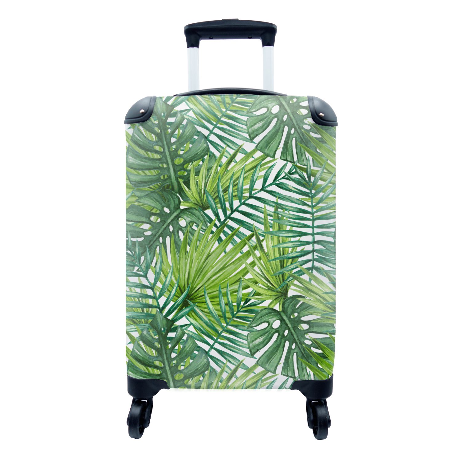 MuchoWow Handgepäckkoffer Blätter - Palme - Muster, 4 Rollen, Reisetasche mit rollen, Handgepäck für Ferien, Trolley, Reisekoffer