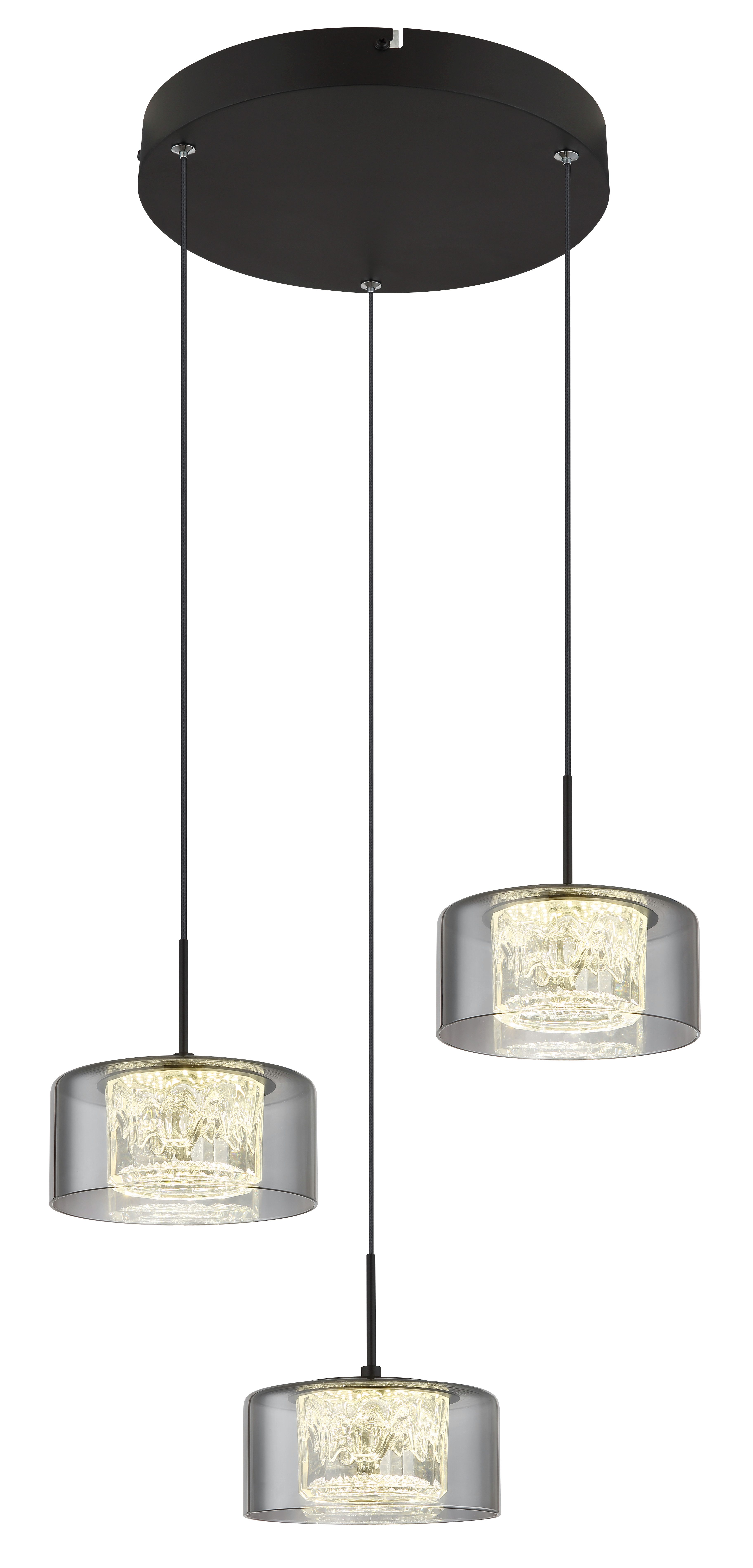 GLOBO LIGHTING LED Pendelleuchte FOGSY, LED fest integriert, Tageslichtweiß, Hängelampe/Pendelleuchte/Glas rauchfarben/Höhe kürzbar/Esstisch